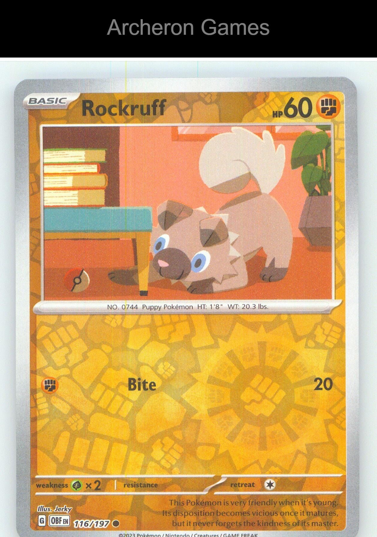 Pokemon Card Rockruff OBF 116/197 C Obsidian Flames Reverse Holo