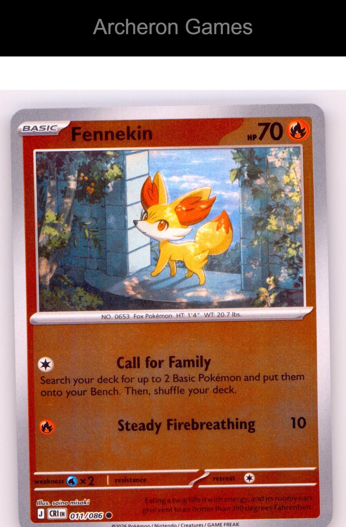 Pokemon Card Fennekin ME04 011/086 C Chaos Rising Reverse Holo