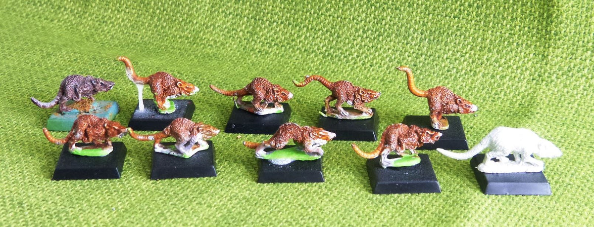 OOP Classic Metal Skaven - Giant Rats x 10 - Warhammer AoS 40k #EG