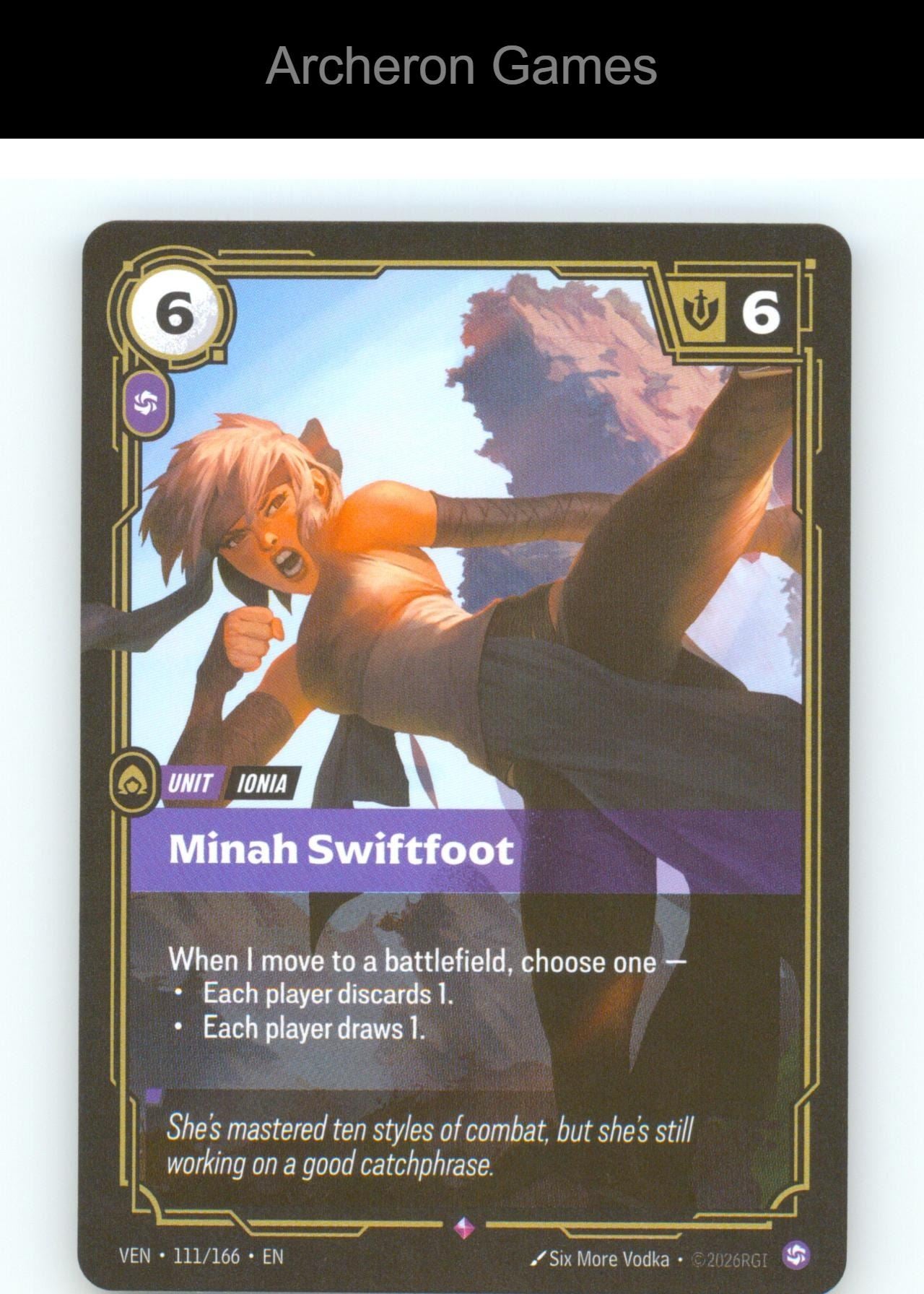 Minah Swiftfoot VEN 111/166 R Vendetta Riftbound Card Foil