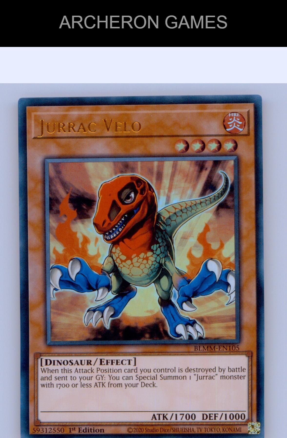 Jurrac Velo Ultra Rare YUGIOH Card 1st Edition