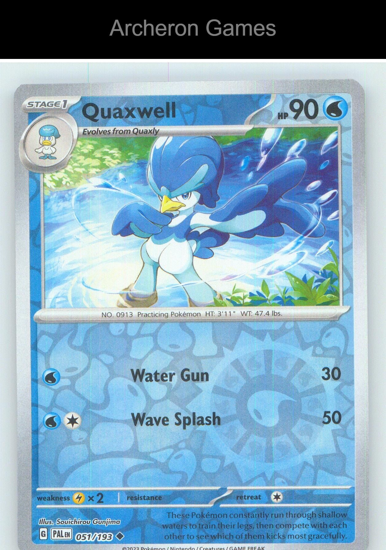 Pokemon Card Quaxwell PAL 051/193 UC Paldea Evolved Reverse Holo
