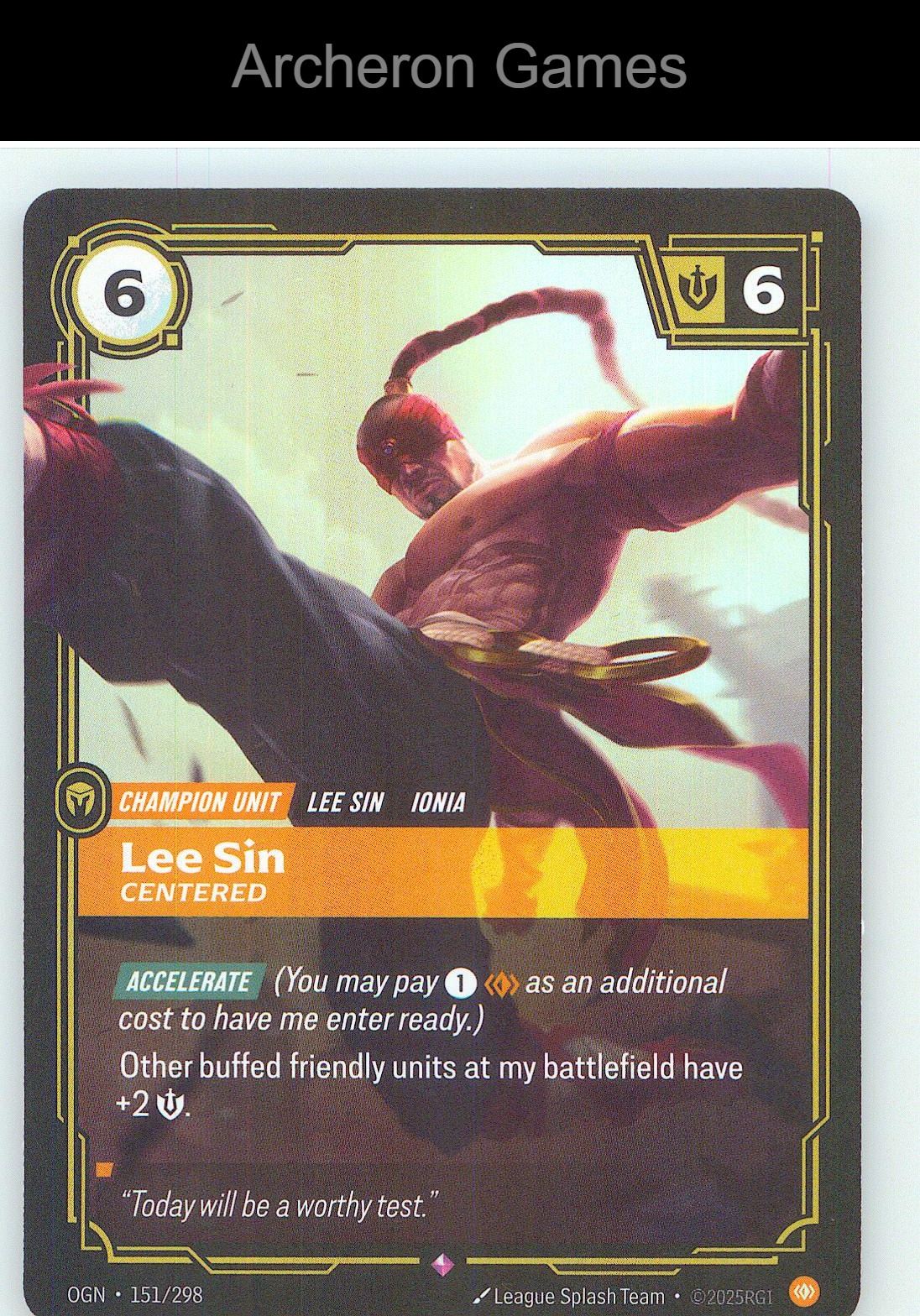 Lee Sin - Centered OGN 151/298 R Origins Riftbound Card