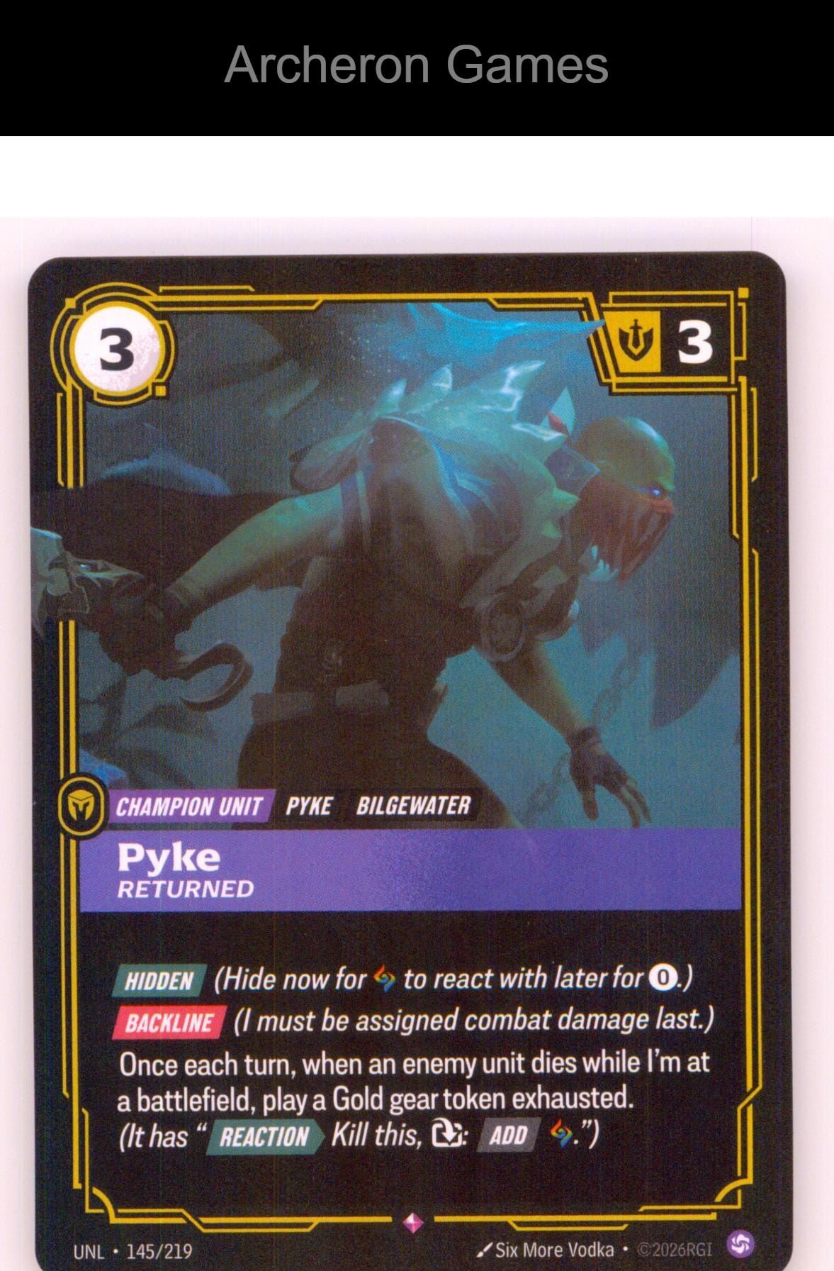 Pyke - Returned UNL 145/219 R Unleashed Riftbound Card