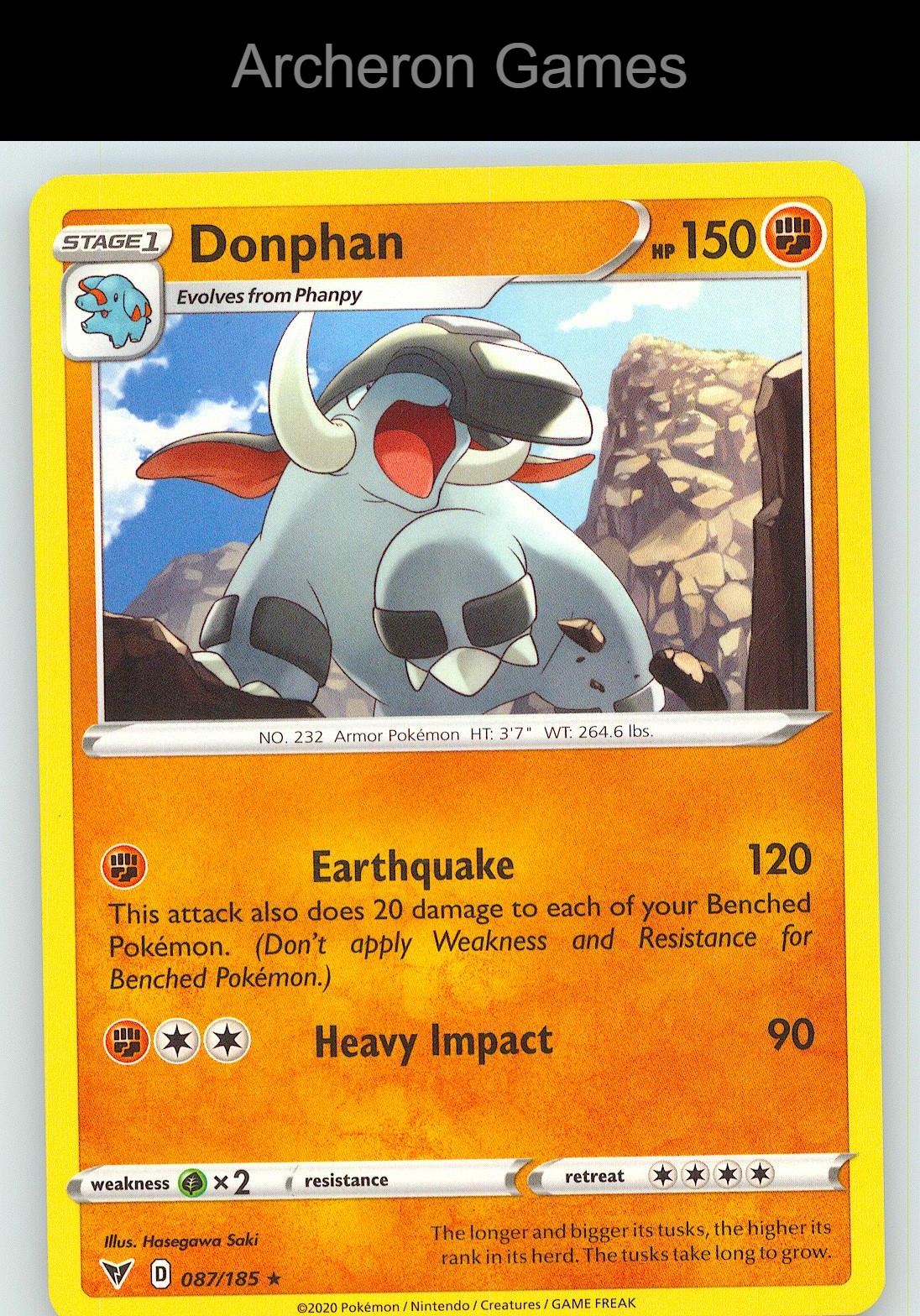 Pokemon Card Donphan VIV 087/185 R Vivid Voltage