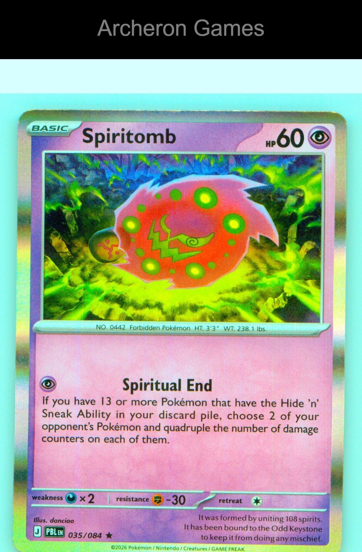 Pokemon Card Spiritomb ME05 035/084 R Pitch Black Holo
