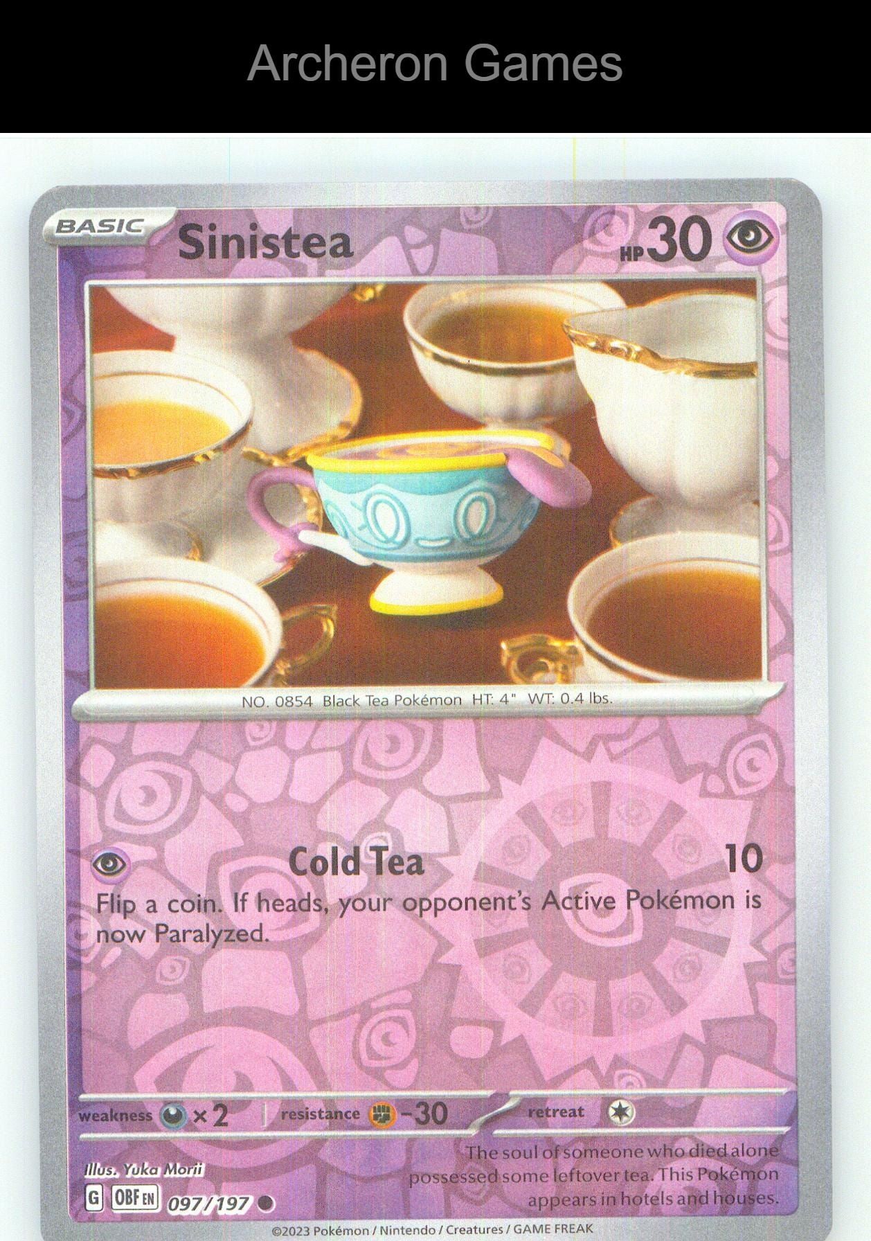 Pokemon Card Sinistea OBF 097/197 C Obsidian Flames Reverse Holo