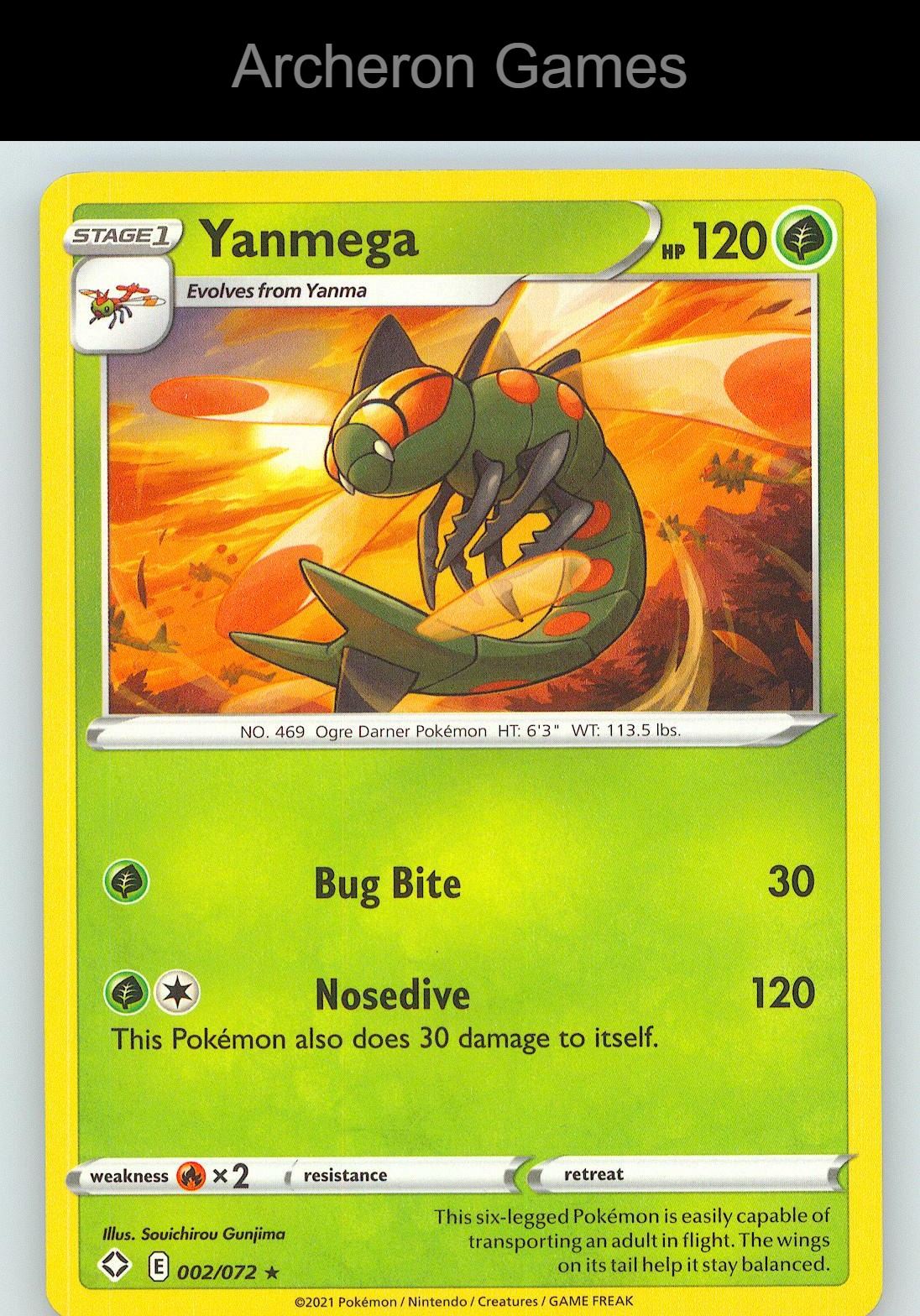 Pokemon Card Yanmega SHF 002/072 R Shining Fates
