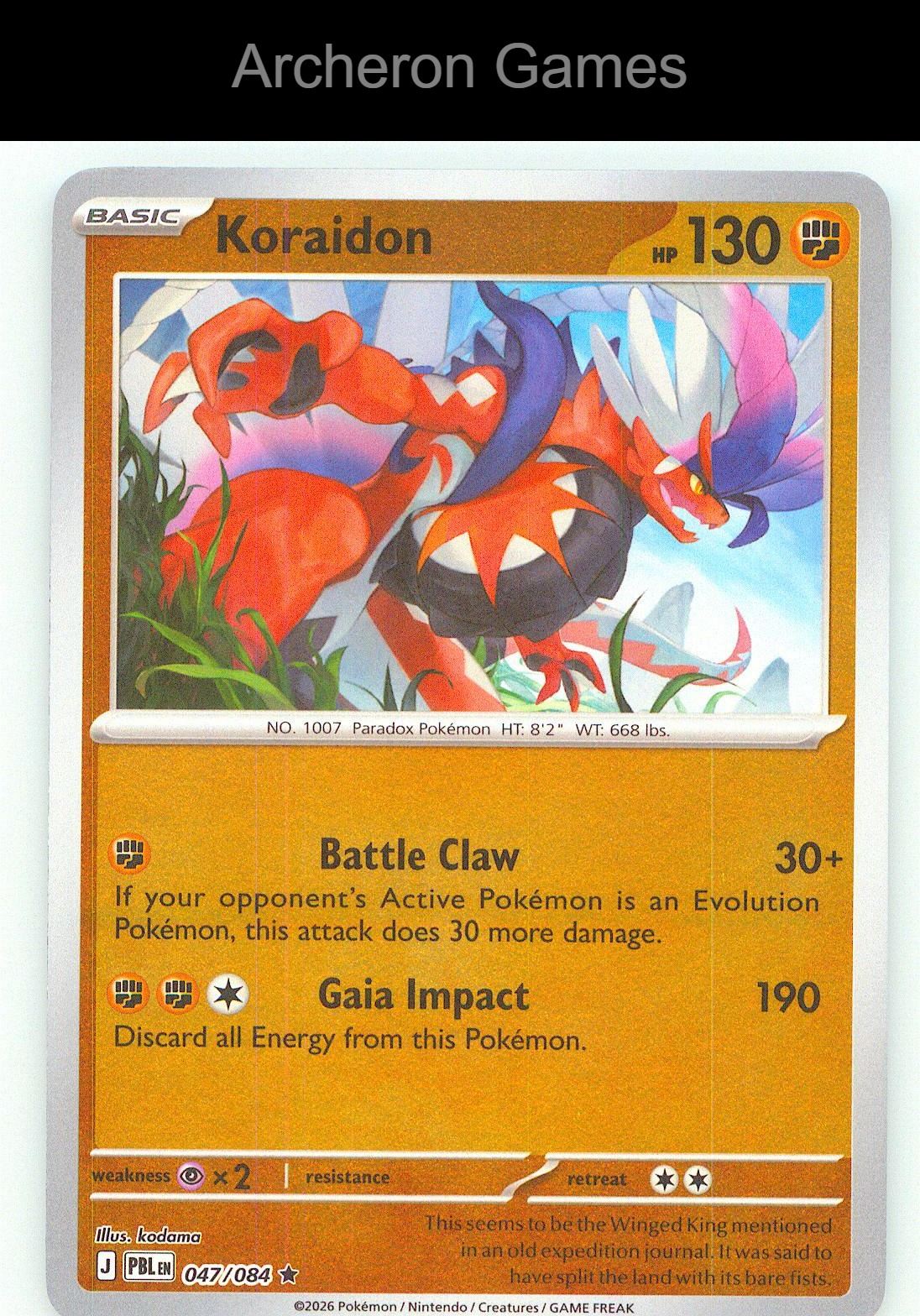 Pokemon Card Koraidon ME05 047/084 R Pitch Black Reverse Holo