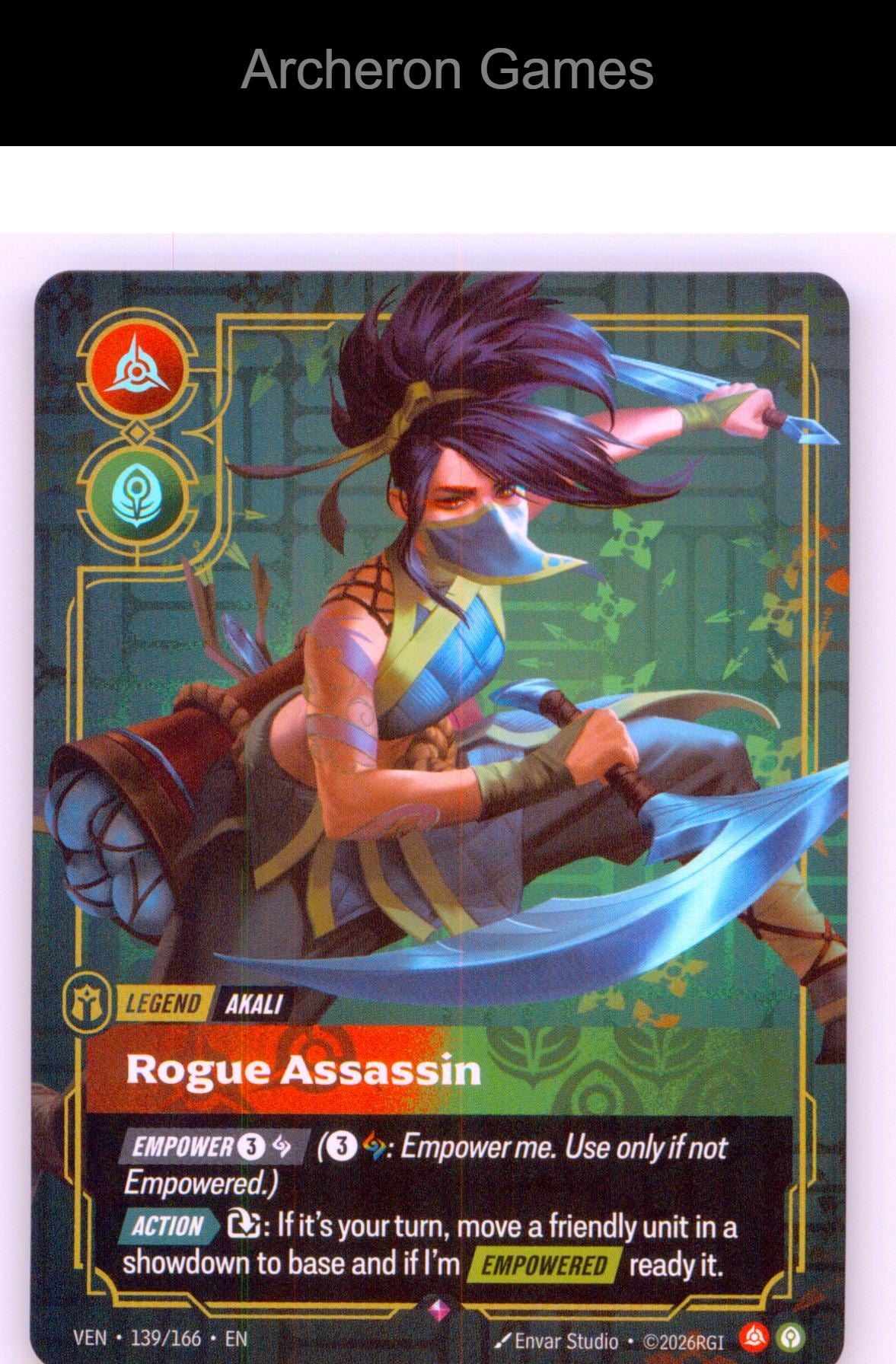 Akali - Rogue Assassin VEN 139/166 R Vendetta Riftbound Card