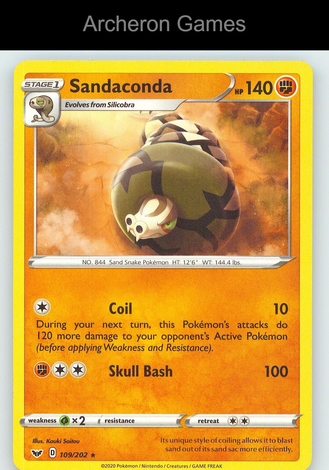Pokemon Card Sandaconda SSH 109/202 R Sword & Shield