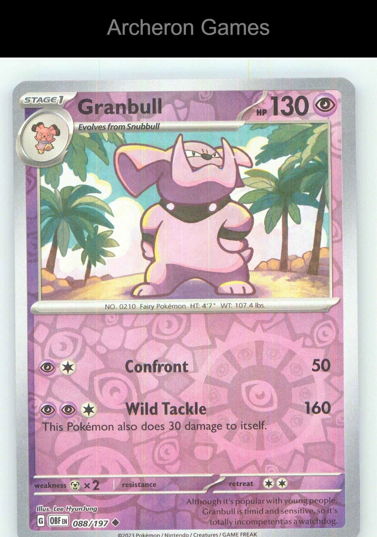 Pokemon Card Granbull OBF 088/197 UC Obsidian Flames Reverse Holo