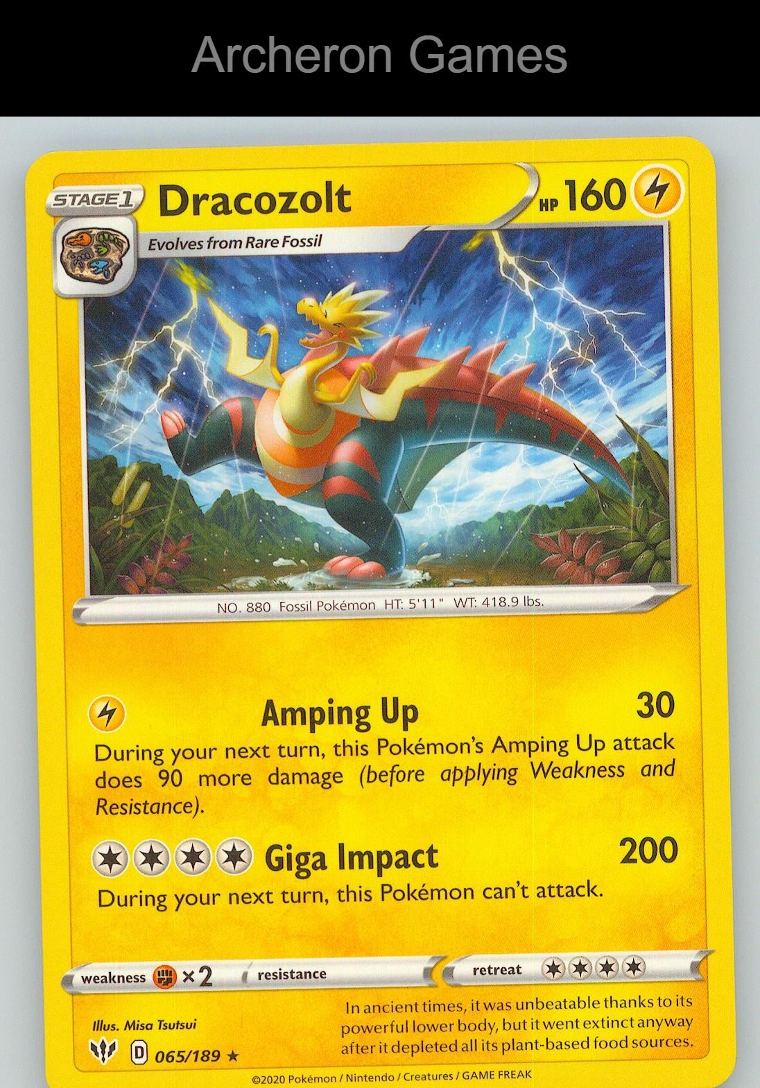 Pokemon Card Dracozolt DAA 065/189 R Darkness Ablaze