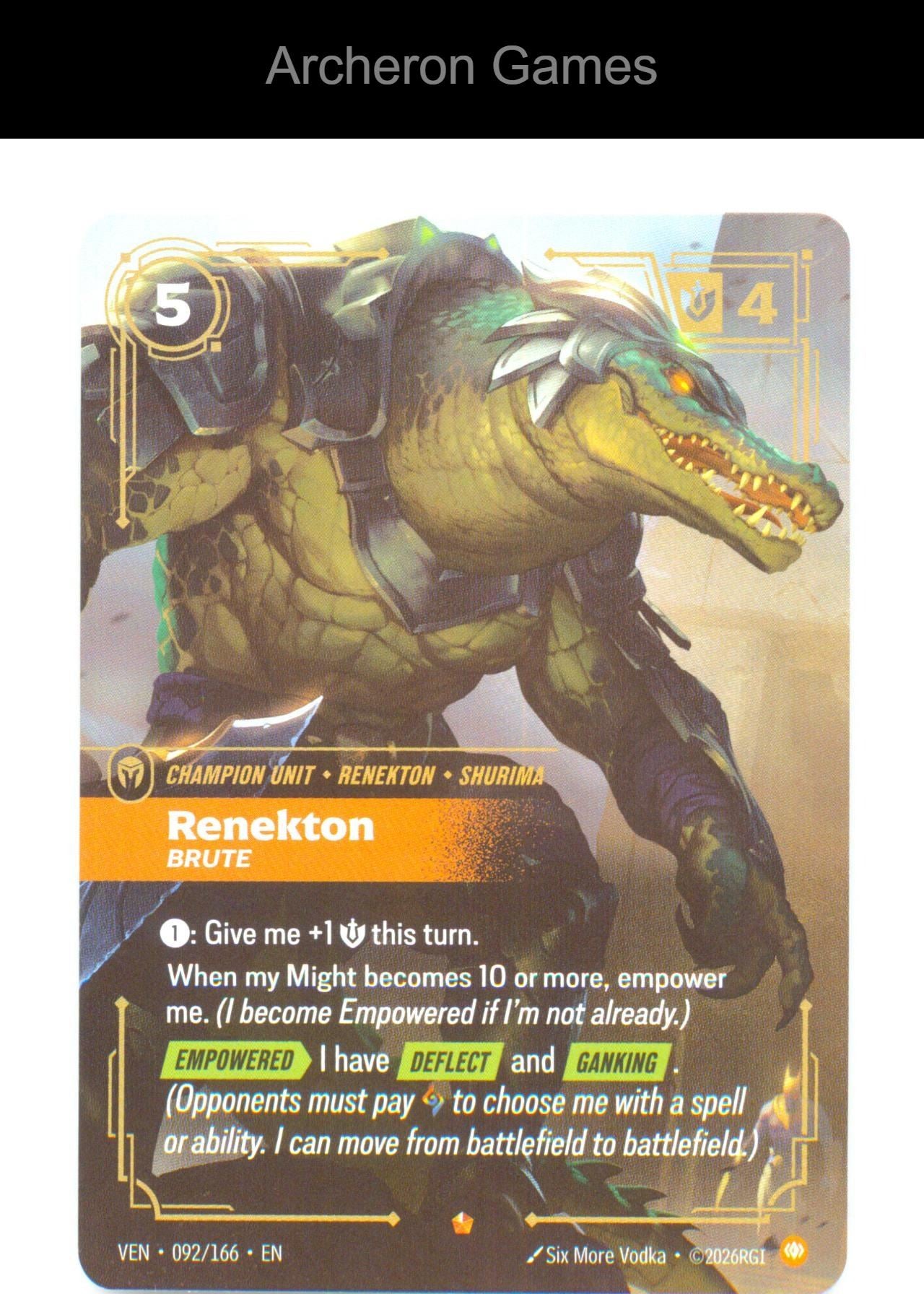 Renekton - Brute VEN 092/166 Epic Vendetta Riftbound Card Foil