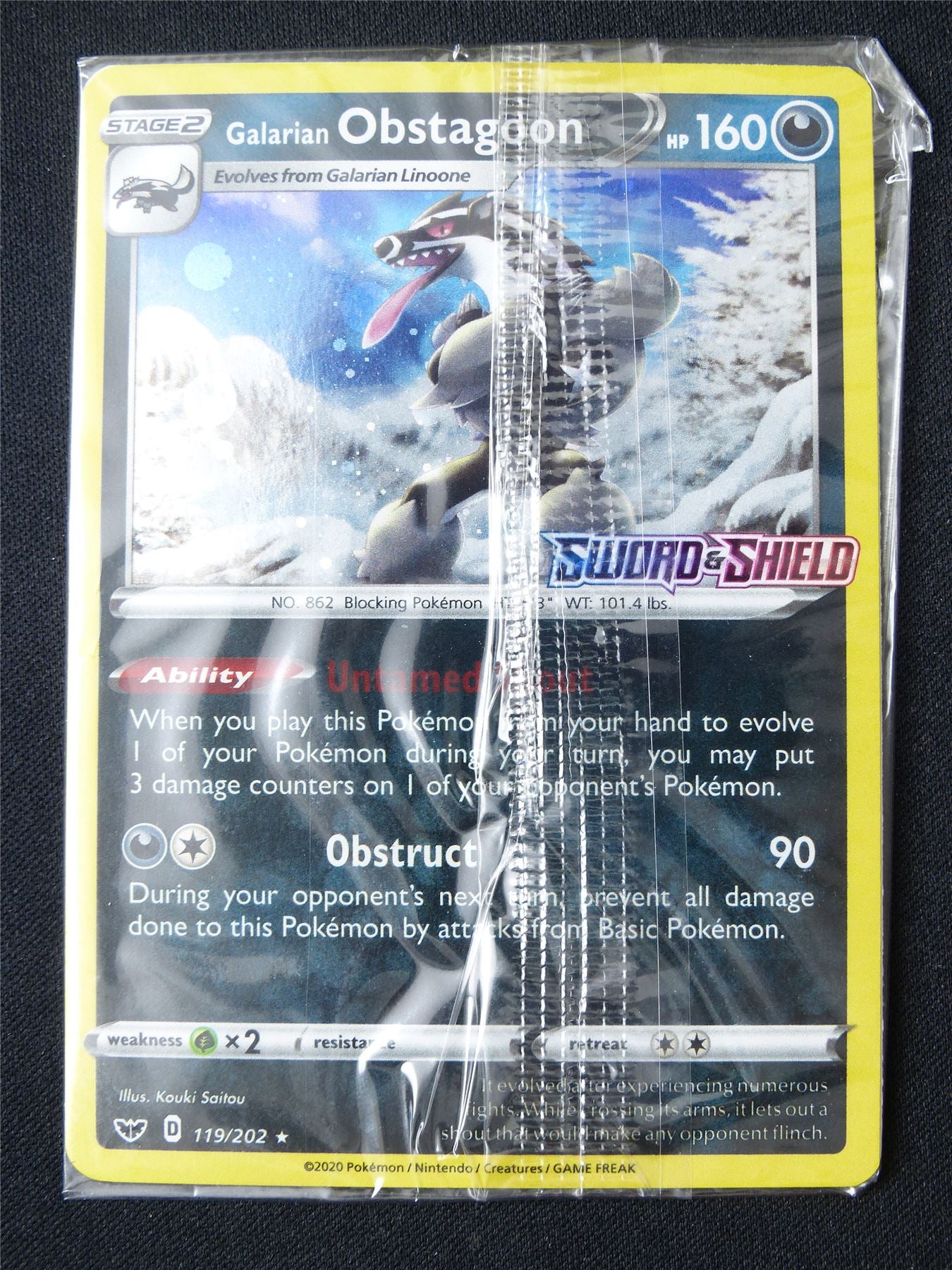 galarian obstagoon pokemon card Galarian Obstagoon 119/202 Promo Holo sealed