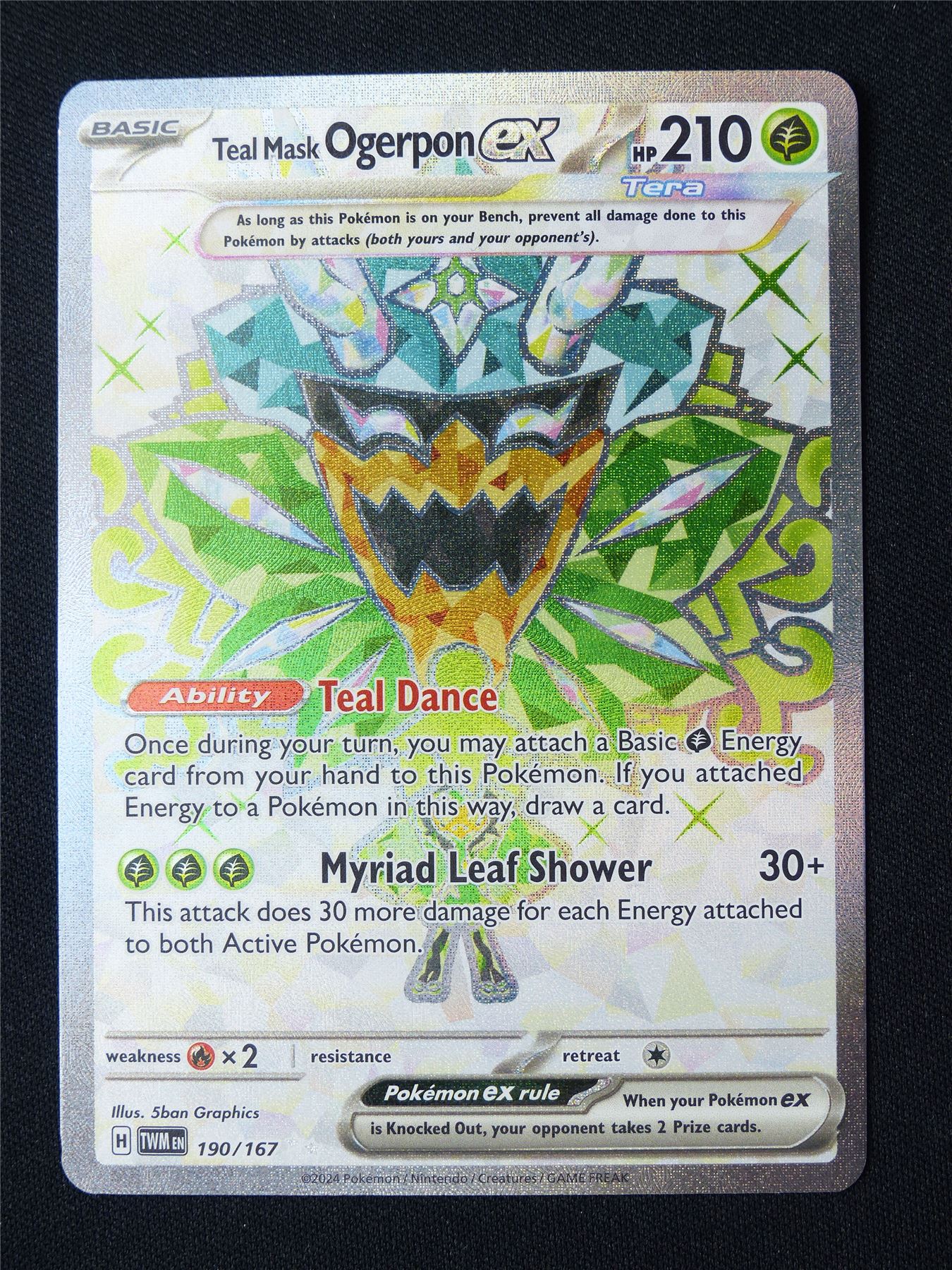 Teal mask Ogerpon EX 190/167 Textured Holo - Pokemon Card #90F