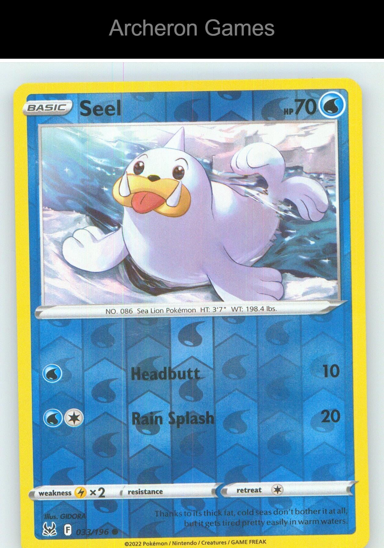 Pokemon Card Seel LOR 033/196 C Lost Origin Reverse Holo