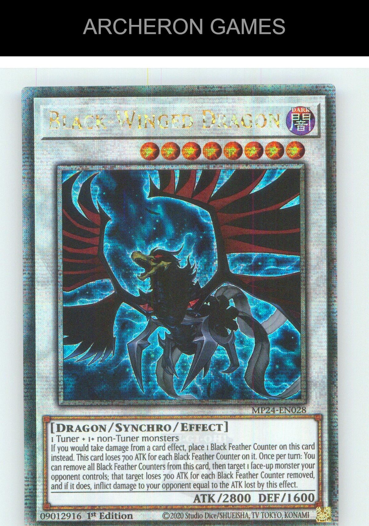 Black-Winged Dragon (Quarter Century Secret Rare) YUGIOH Card 1st Edition