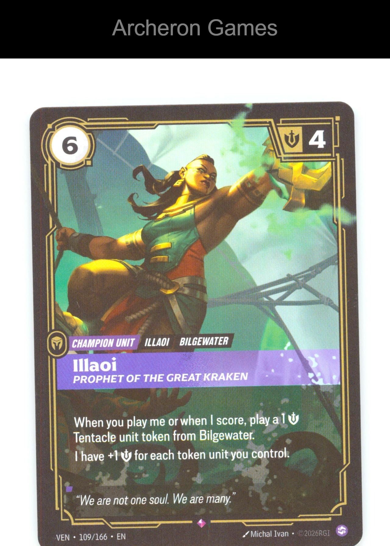 Illaoi - Prophet of the Great Kraken VEN 109/166 R Vendetta Riftbound Card Foil