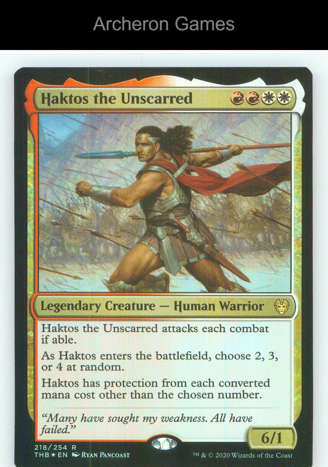 Haktos the Unscarred THB 218 R MTG Card NM/EX+ Foil