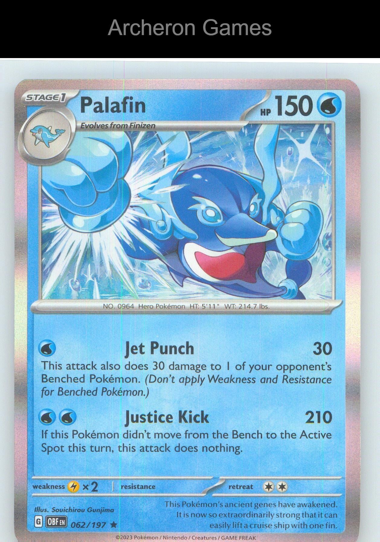 Pokemon Card Palafin OBF 062/197 R Obsidian Flames Holo
