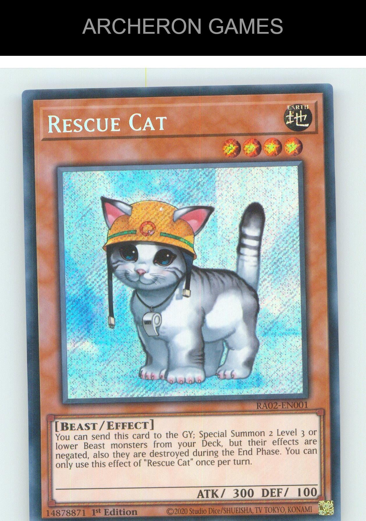Rescue Cat (Secret Rare) SEC YUGIOH Card 1st Edition