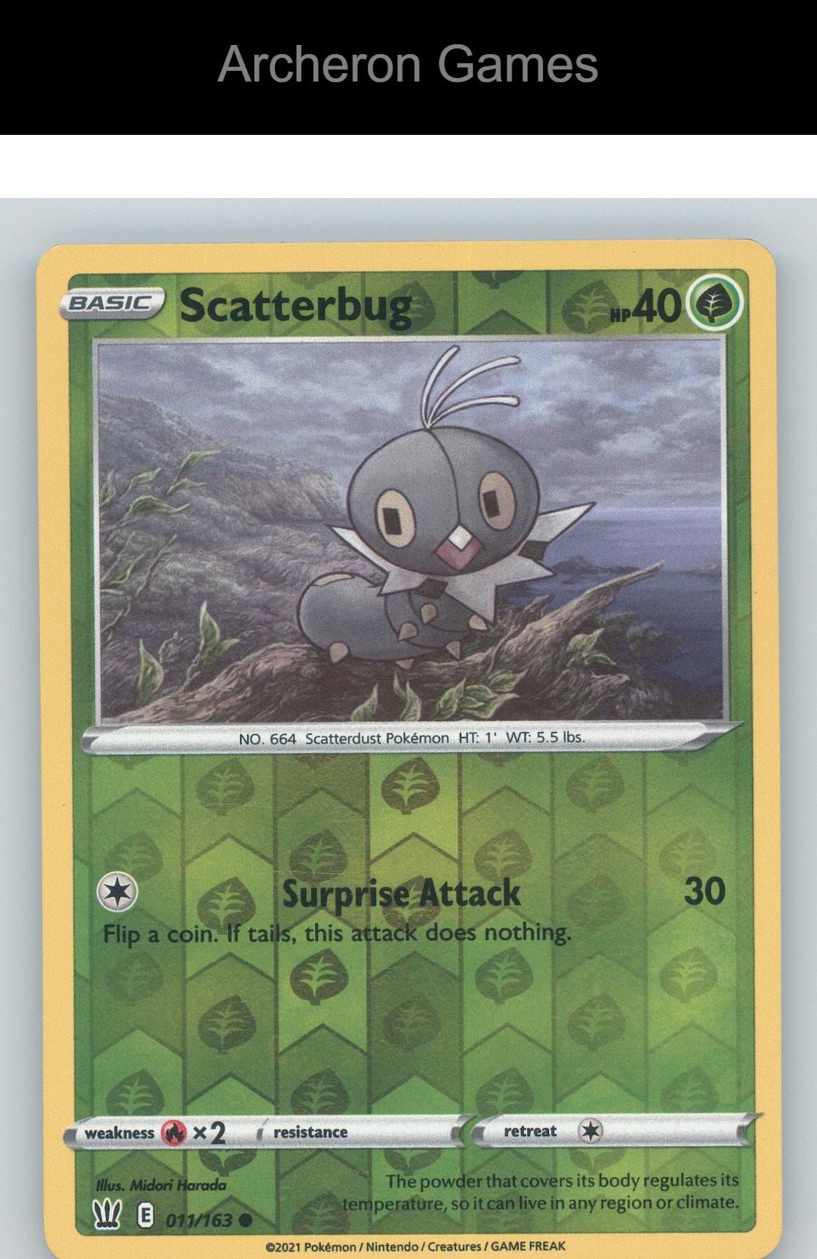 Pokemon Card Scatterbug BST 011/163 C Battle Styles Reverse Holo