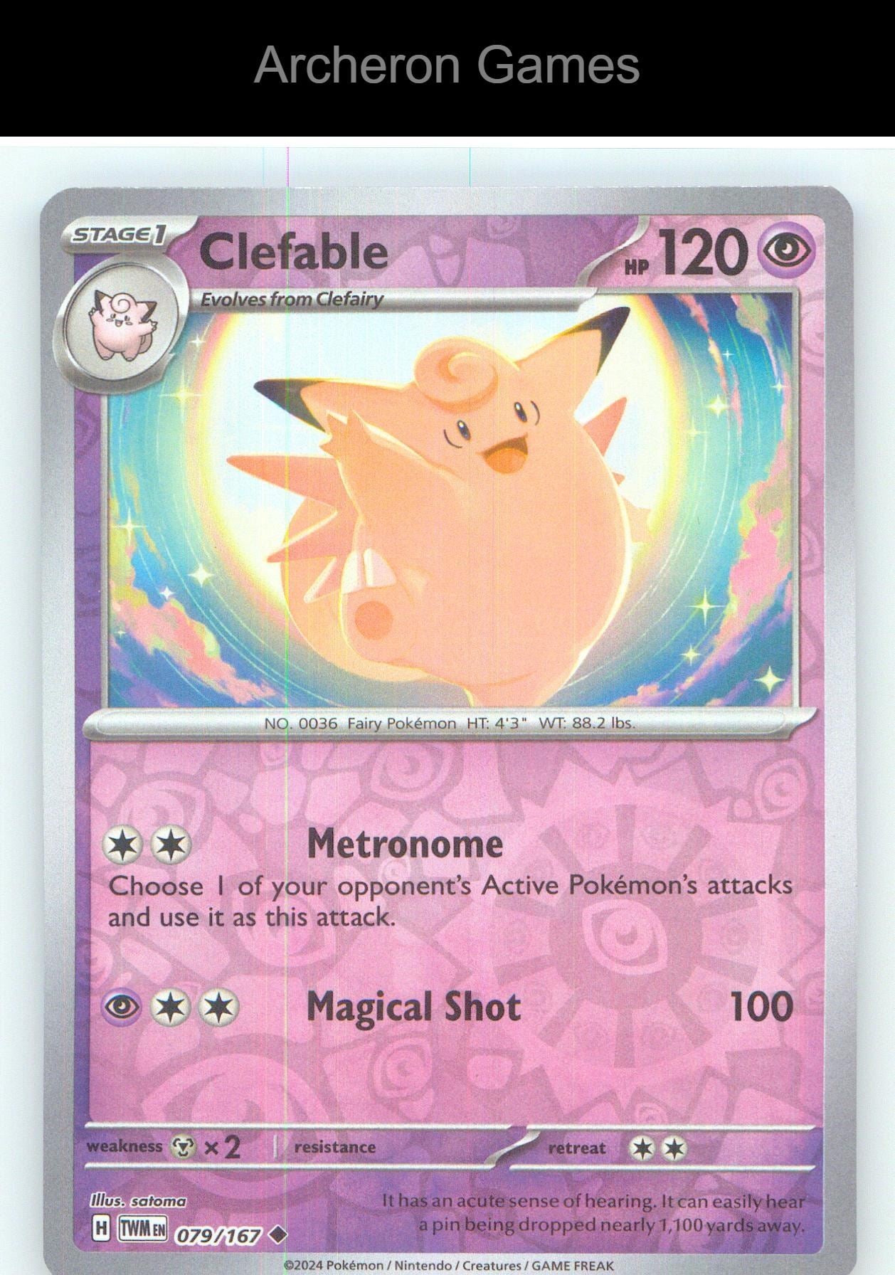 Pokemon Card Clefable TWM 079/167 UC Twilight Masquerade Reverse Holo