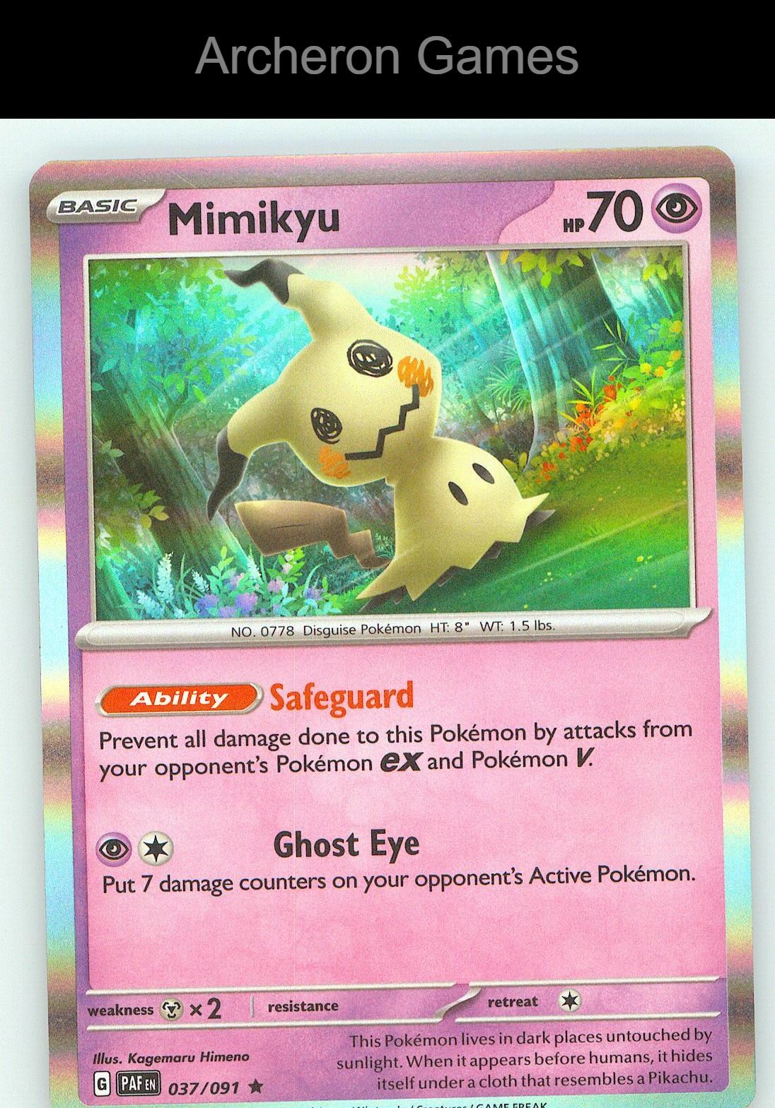 Pokemon Card Mimikyu TTBB24 037/091 Holo Rare Trick or Trade BOOster 2024