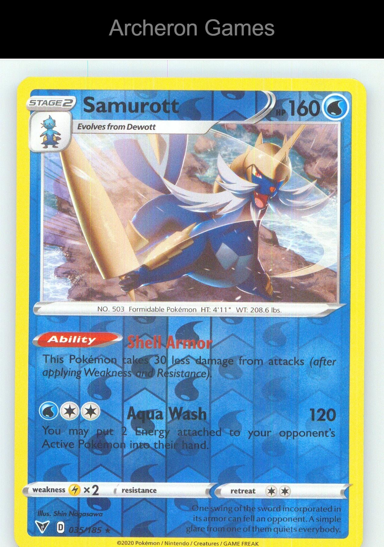 Pokemon Card Samurott VIV 035/185 R Vivid Voltage Reverse Holo