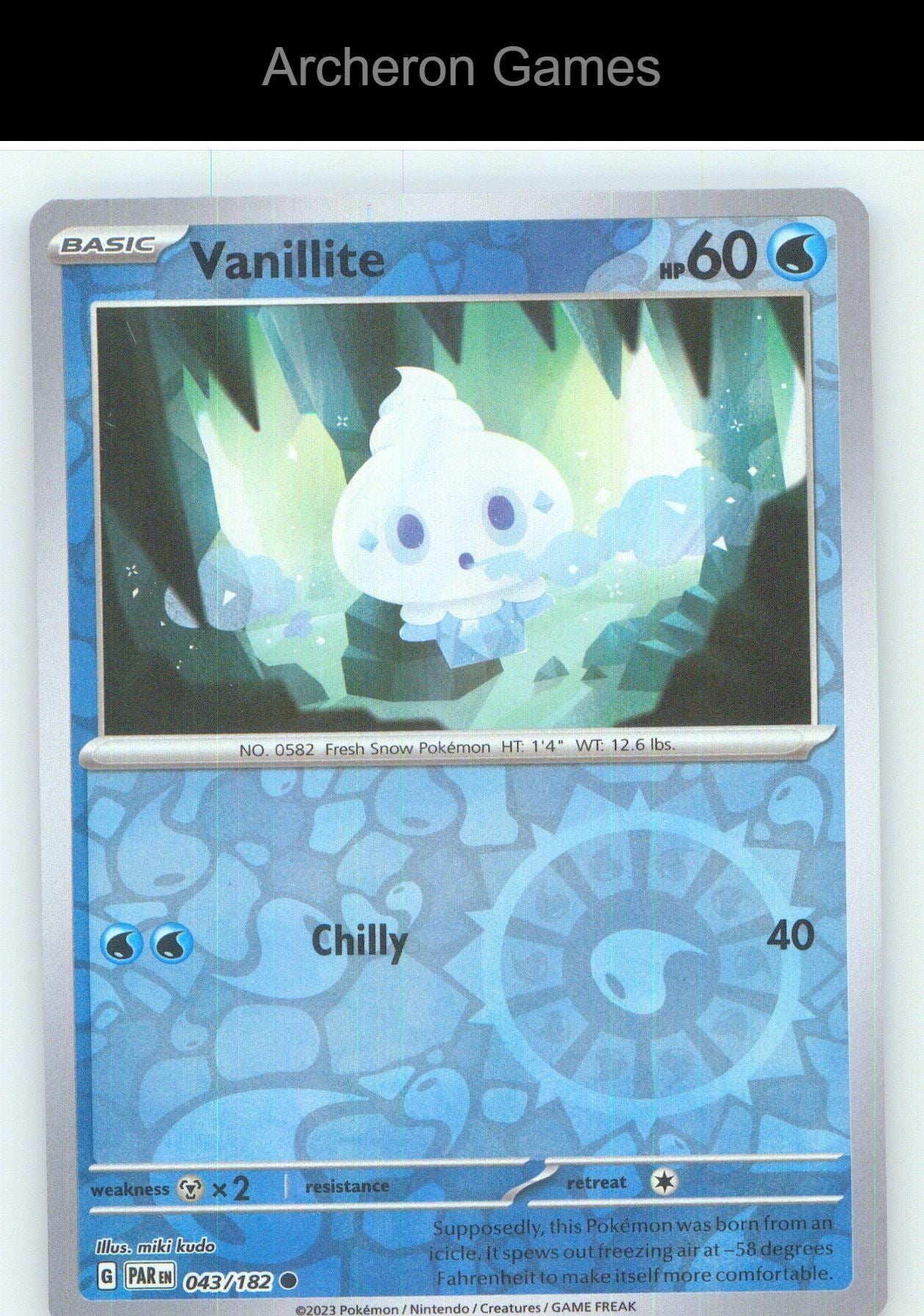 Pokemon Card Vanillite PAR 043/182 C Paradox Rift Reverse Holo