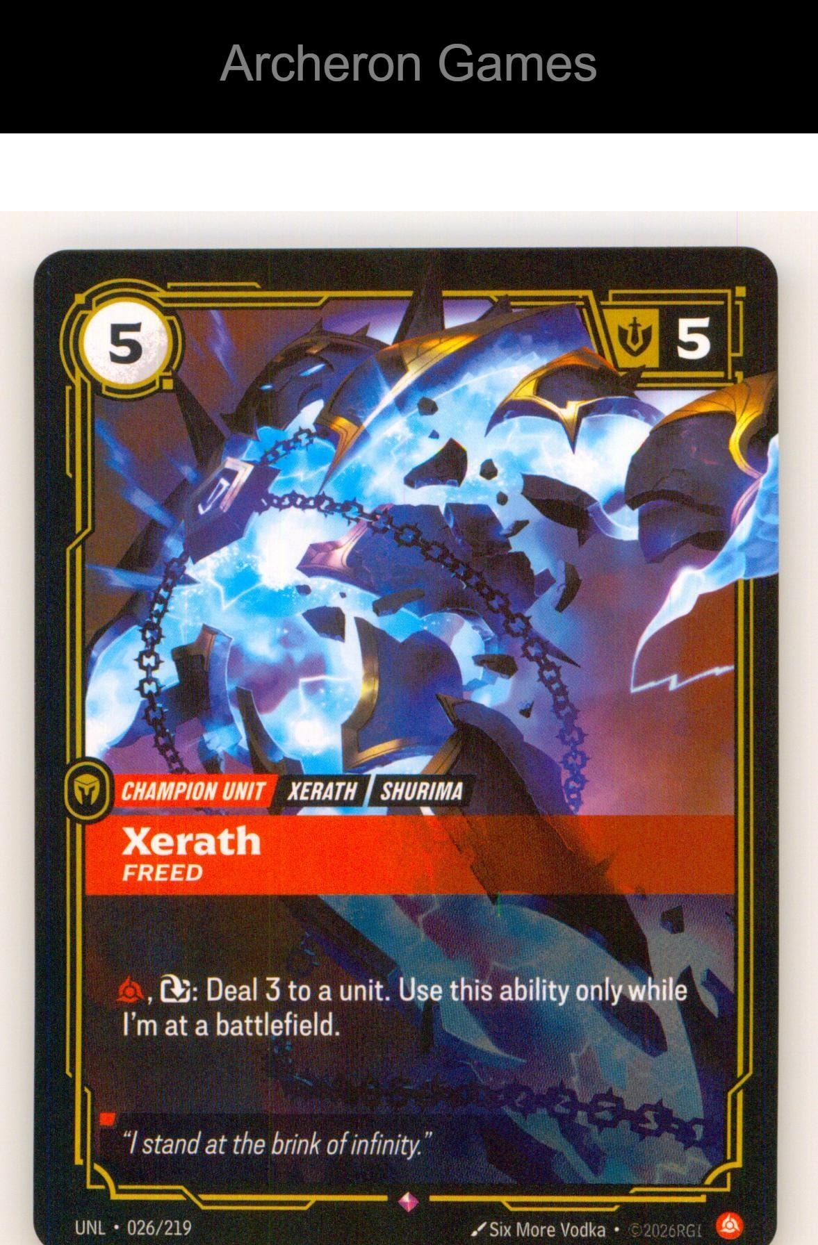 Xerath - Freed UNL 026/219 R Unleashed Riftbound Card