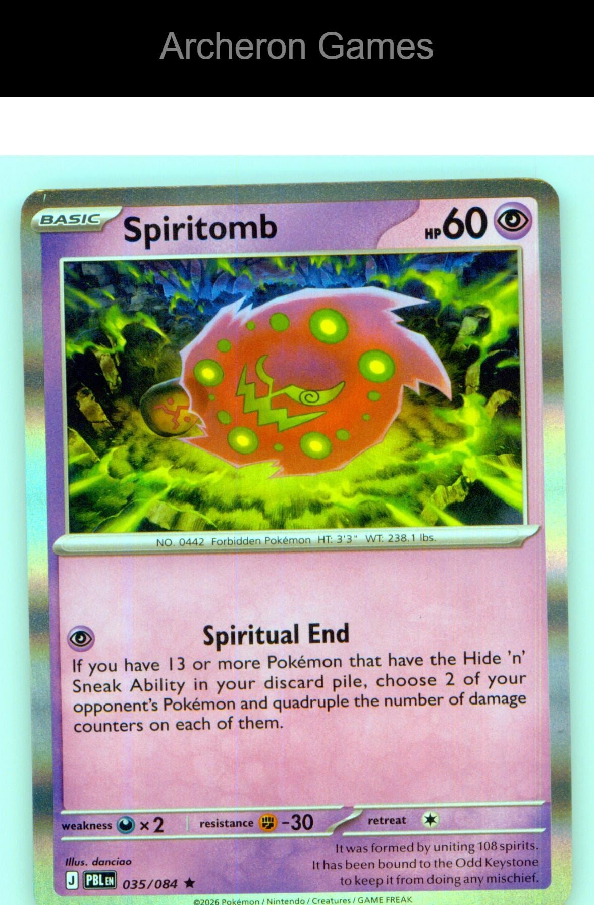 Pokemon Card Spiritomb ME05 035/084 R Pitch Black Holo