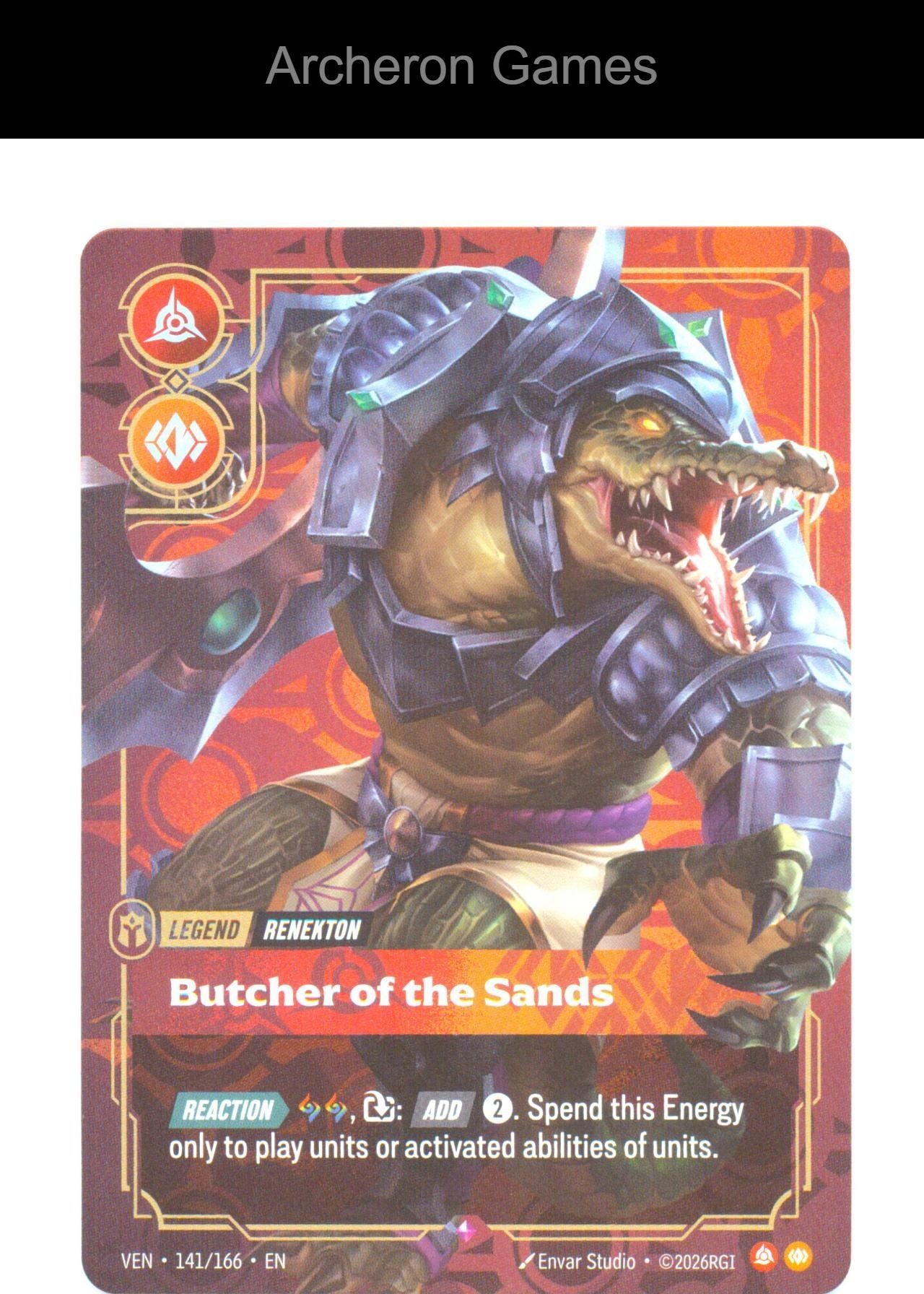 Renekton - Butcher of the Sands VEN 141/166 R Vendetta Riftbound Card Foil