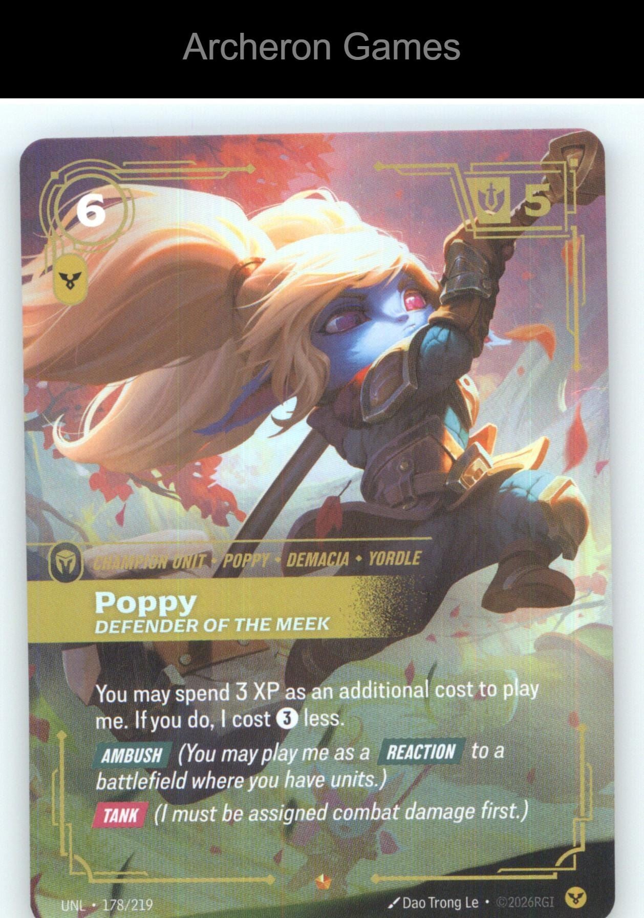 Poppy - Defender of the Meek UNL 178/219 Epic Unleashed Riftbound Card Foil