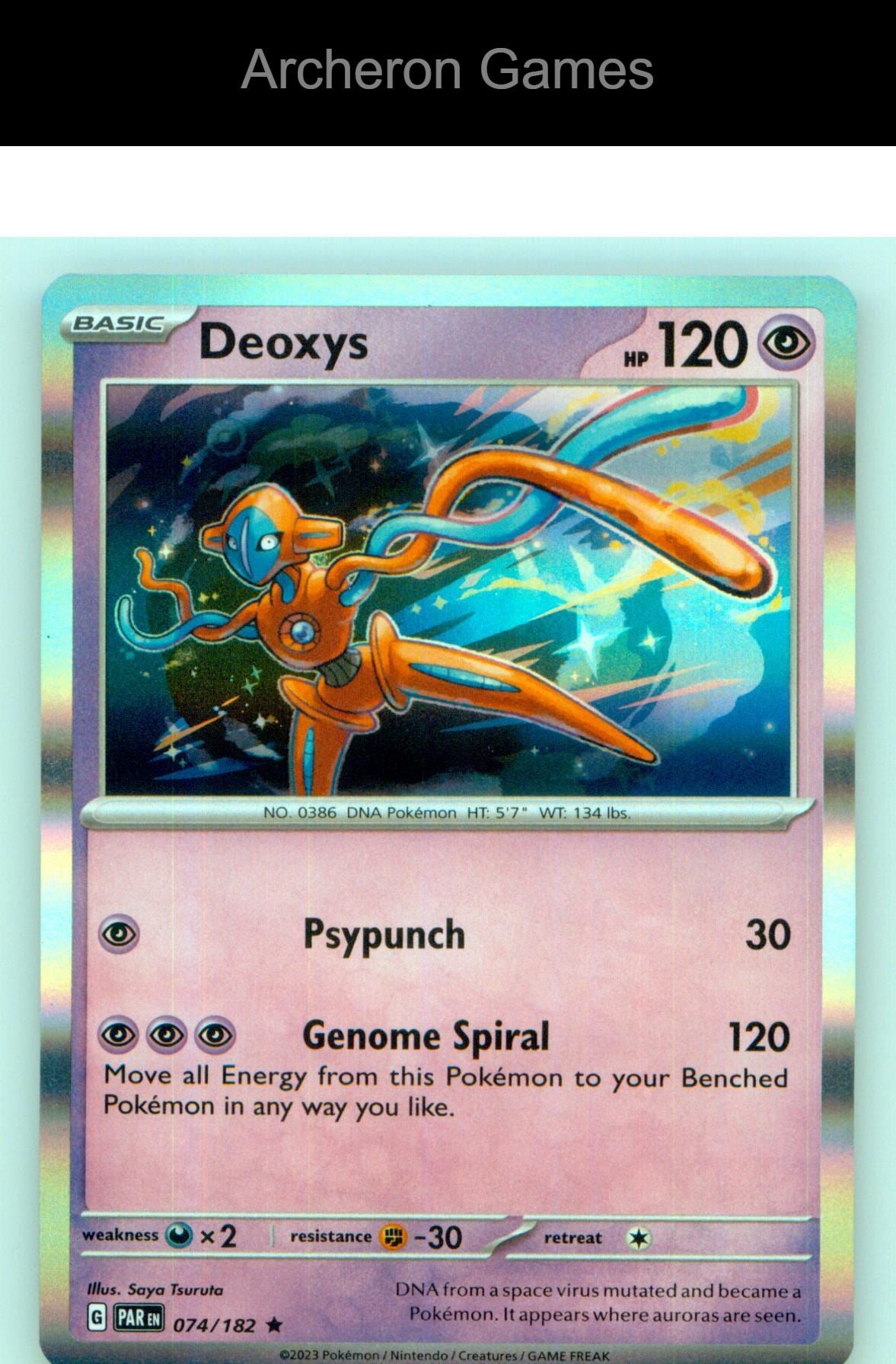 Pokemon Card Deoxys PAR 074/182 R Paradox Rift Holo