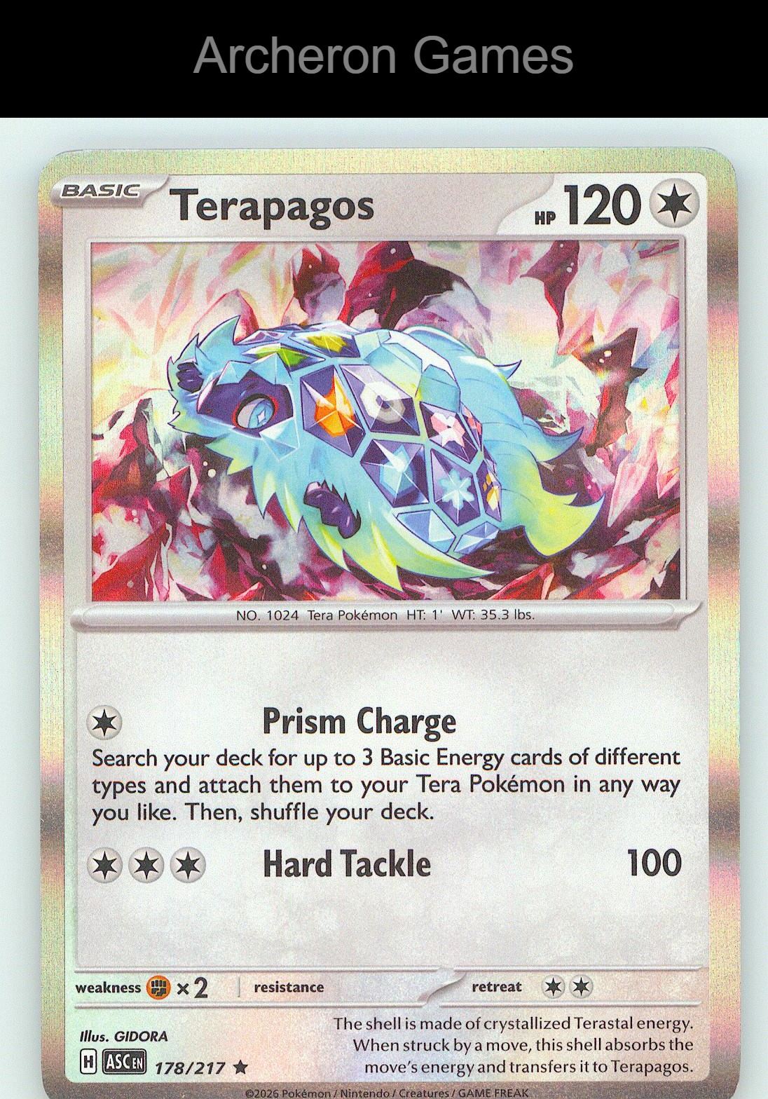 Pokemon Card Terapagos ASC 178/217 R Ascended Heroes Holo