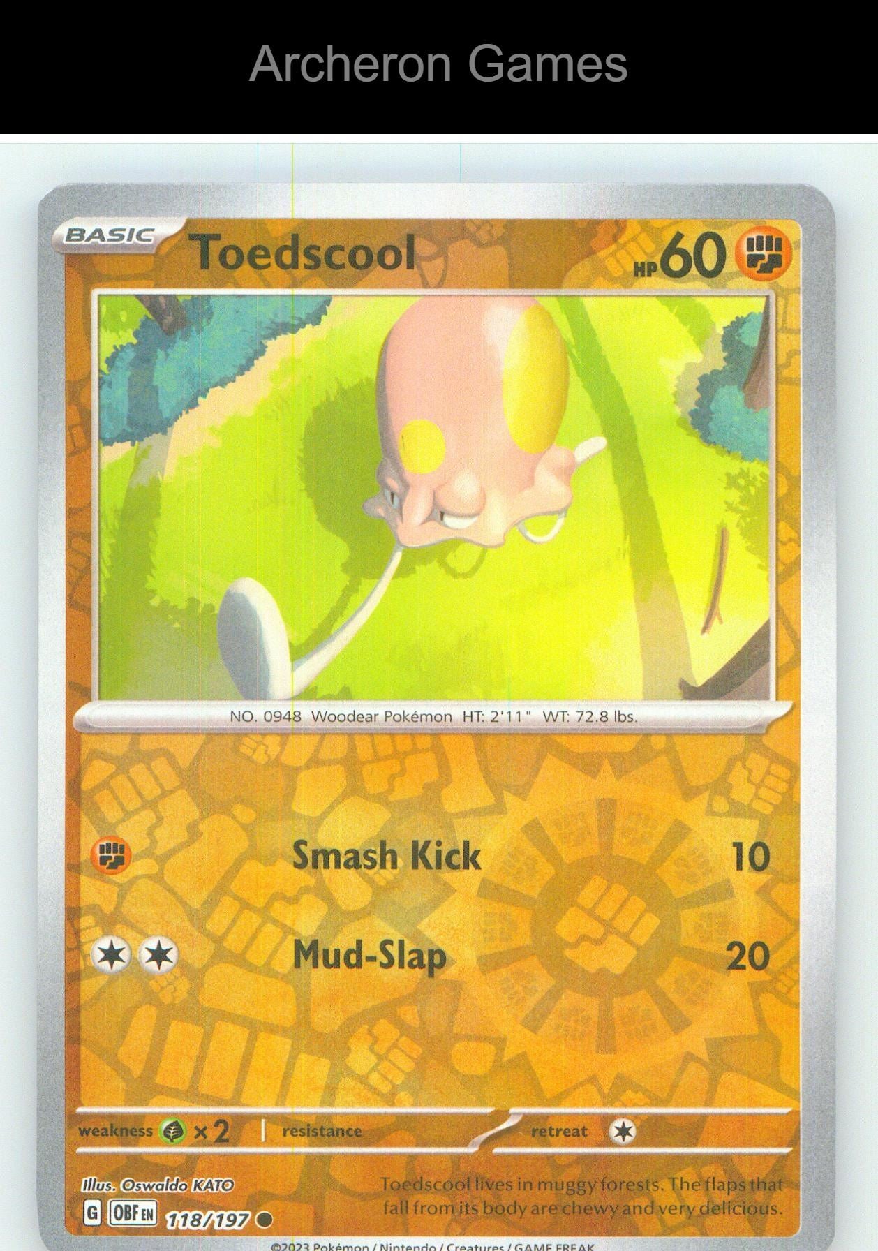Pokemon Card Toedscool OBF 118/197 C Obsidian Flames Reverse Holo