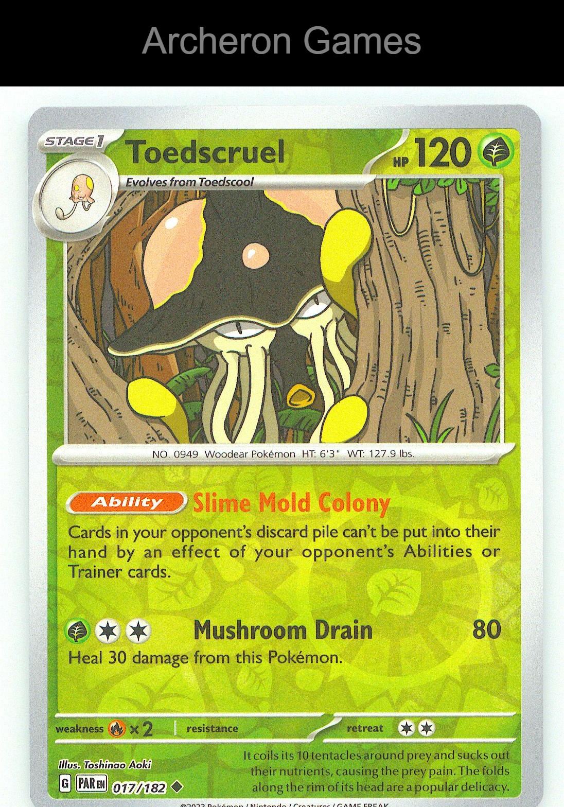 Pokemon Card Toedscruel PAR 017/182 UC Paradox Rift Reverse Holo