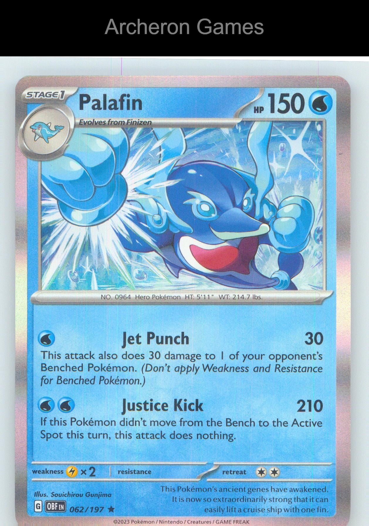 Pokemon Card Palafin OBF 062/197 R Obsidian Flames Holo