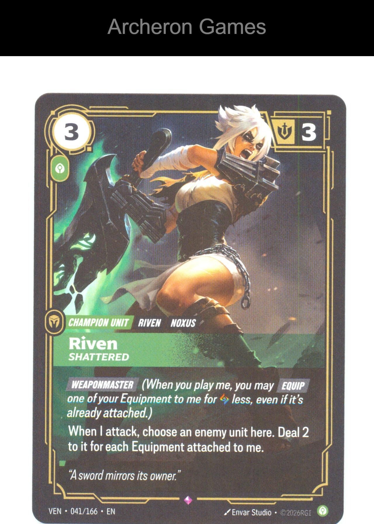 Riven - Shattered VEN 041/166 R Vendetta Riftbound Card Foil