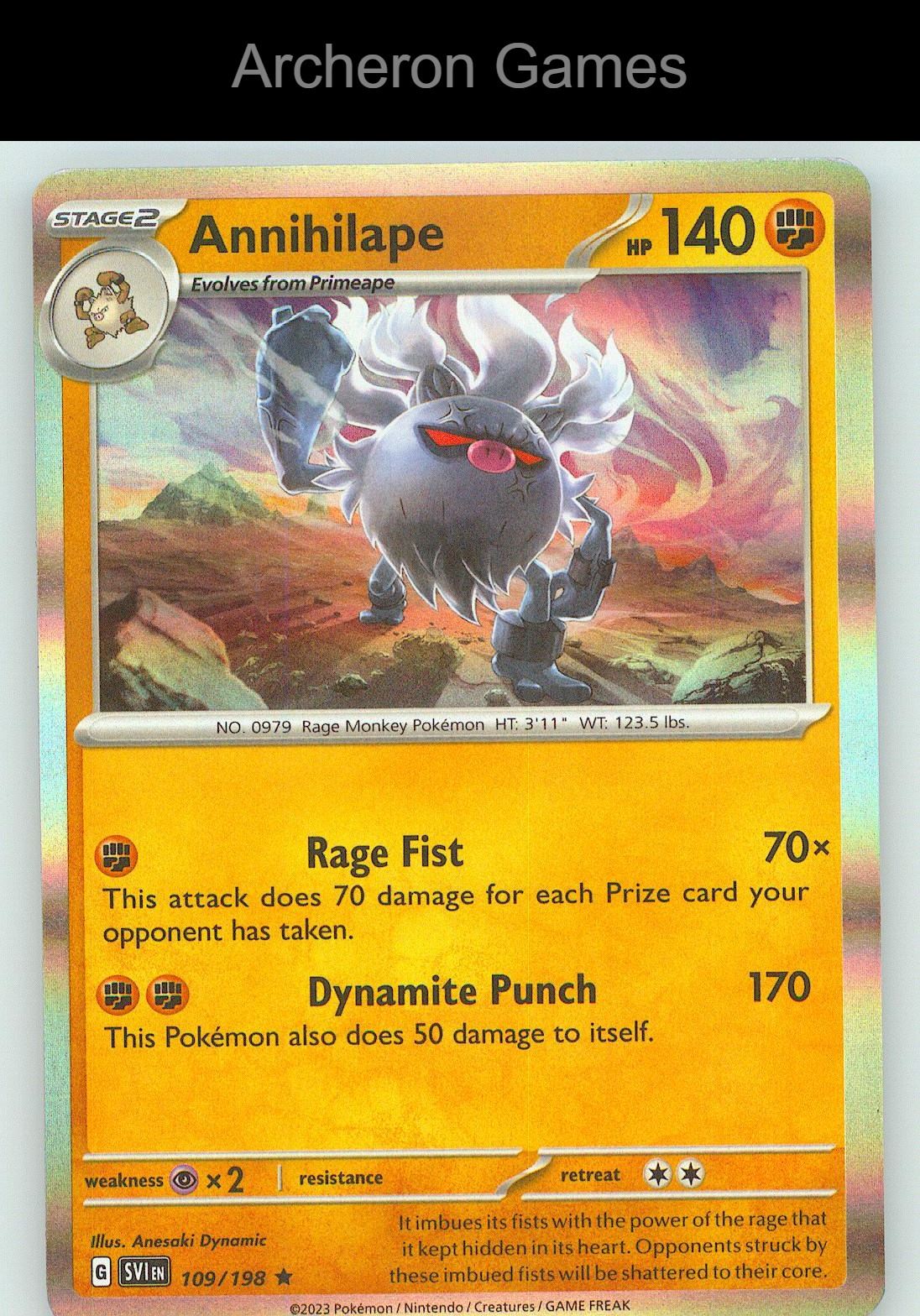Pokemon Card Annihilape SVI 109/198 R Scarlet & Violet Holo
