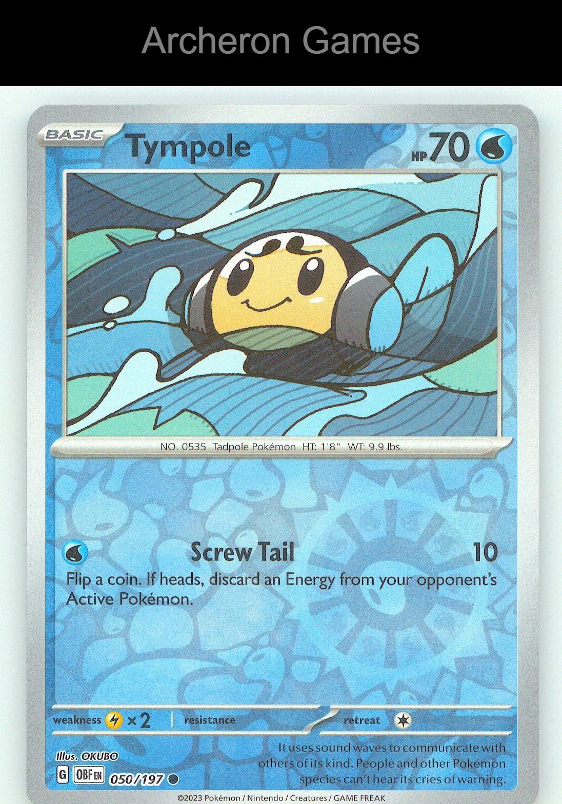 Pokemon Card Tympole OBF 050/197 C Obsidian Flames Reverse Holo