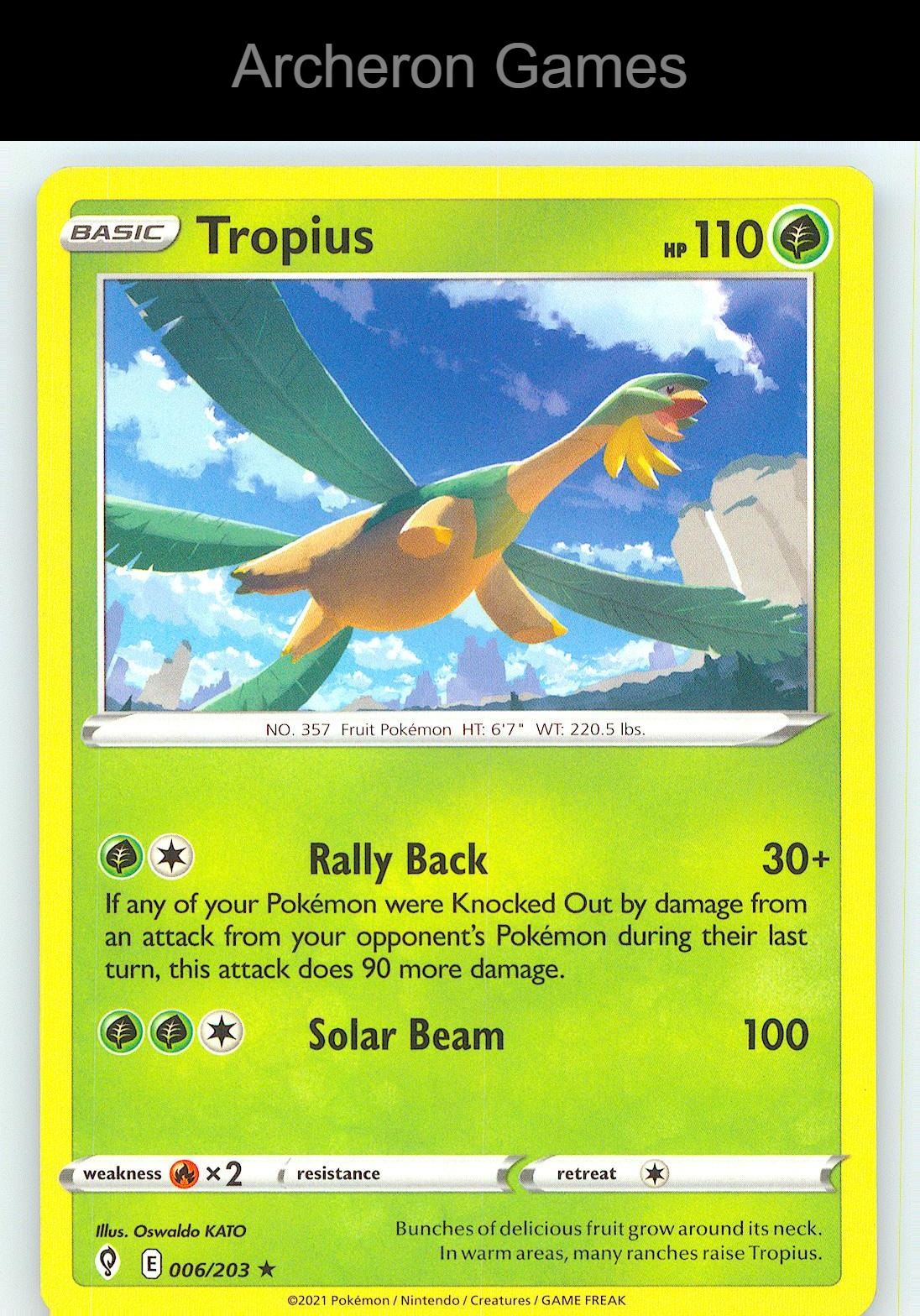 Pokemon Card Tropius EVS 006/203 R Evolving Skies