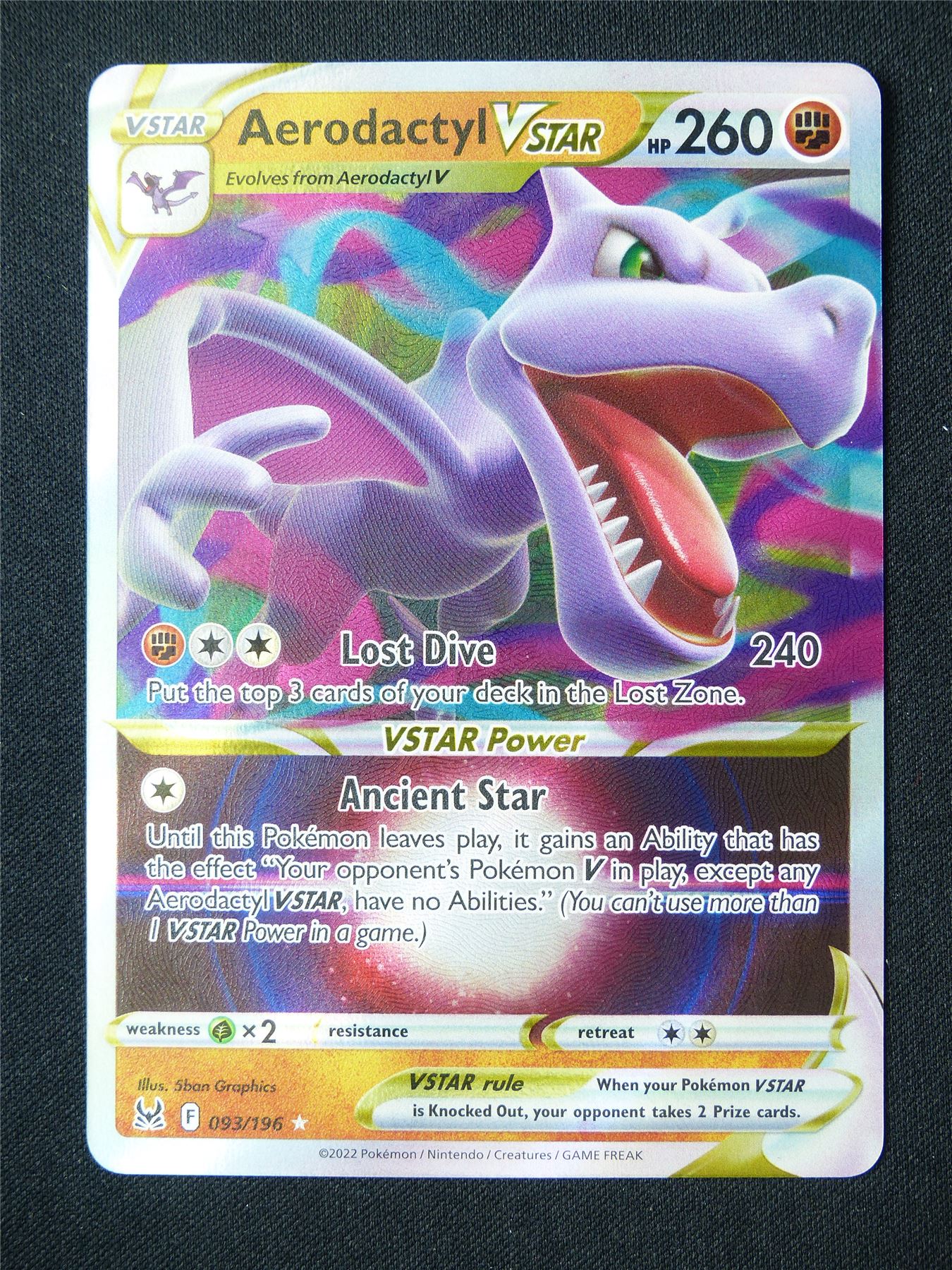 aerodactyl v pokemon card Aerodactyl Vstar 093/196 Textured Holo