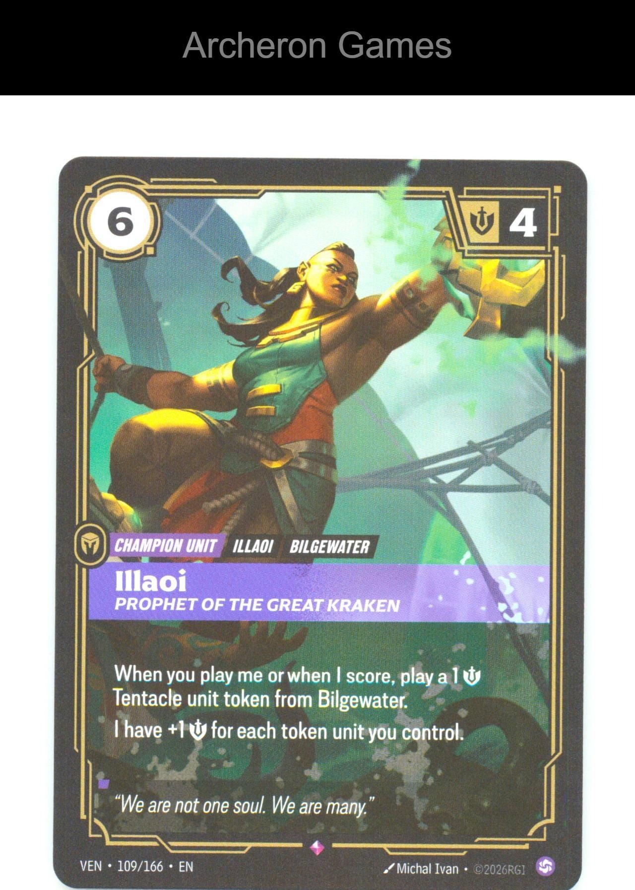 Illaoi - Prophet of the Great Kraken VEN 109/166 R Vendetta Riftbound Card Foil