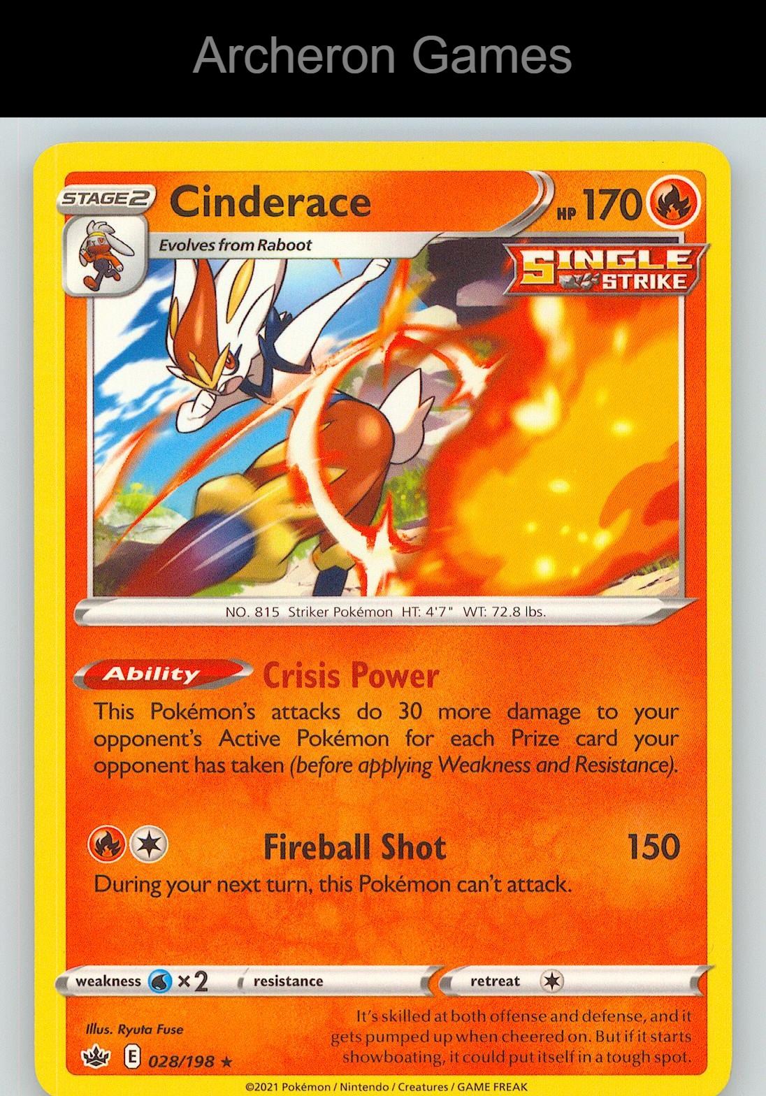 Pokemon Card Cinderace PR 28/198 R Deck Exclusives
