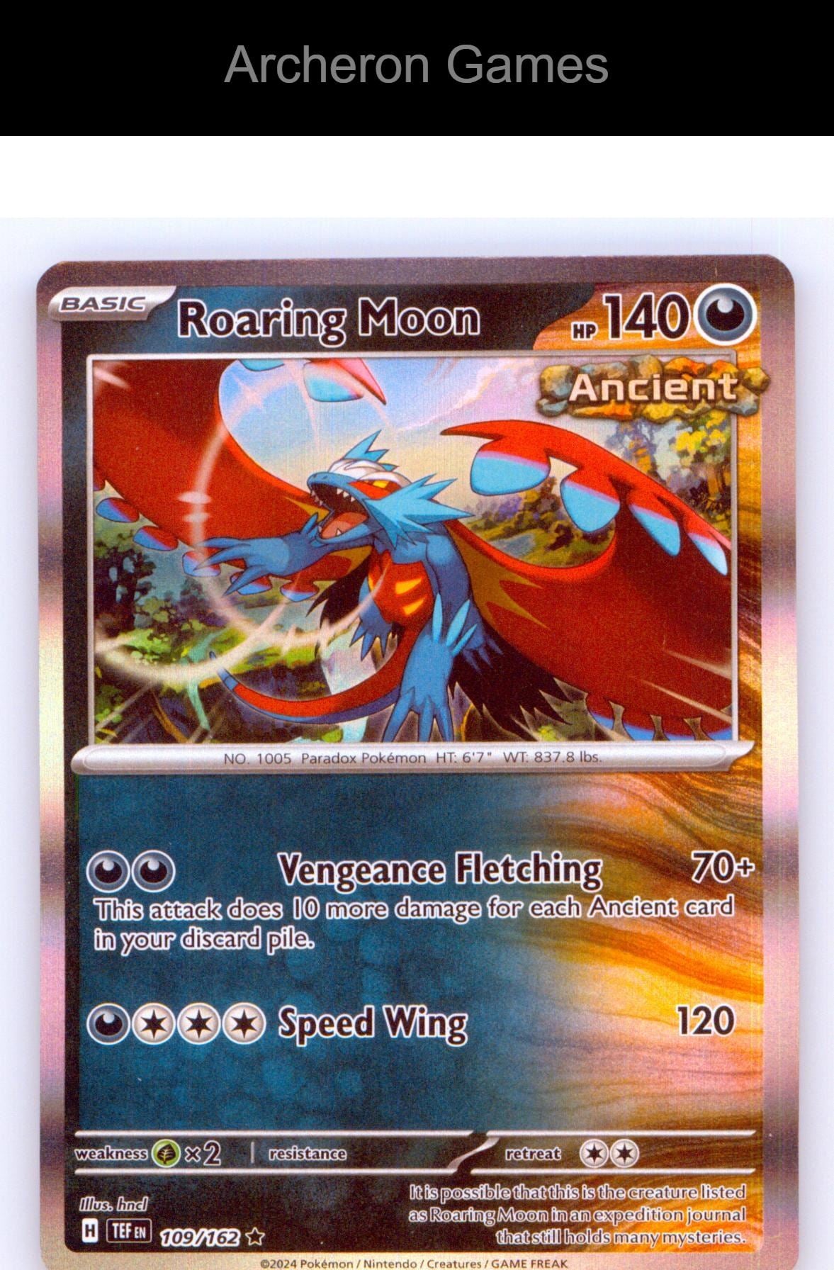 Pokemon Card Roaring Moon TEF 109/162 R Temporal Forces Holo
