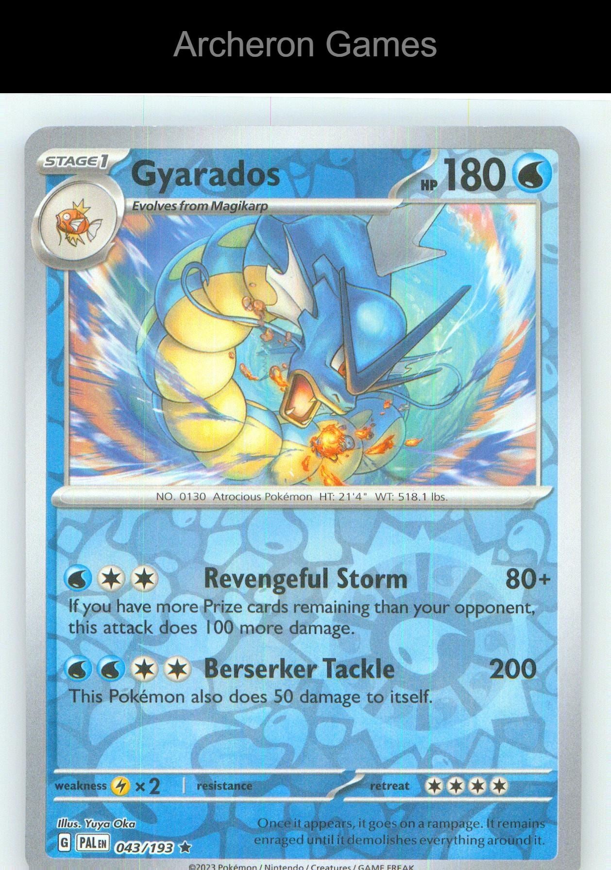 Pokemon Card Gyarados PAL 043/193 R Paldea Evolved Reverse Holo