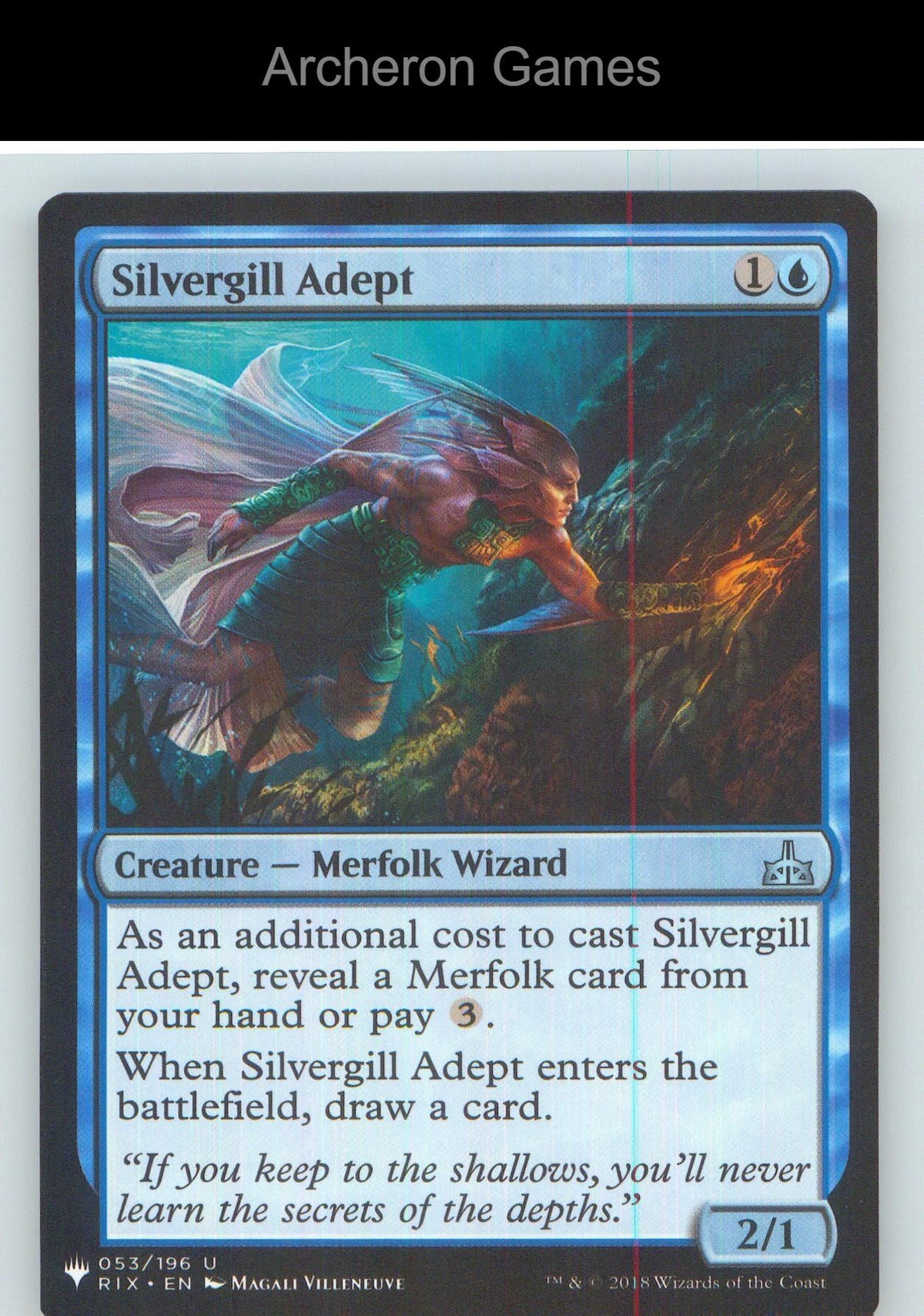 Silvergill Adept RIX 53 UC MTG Card NM/EX+